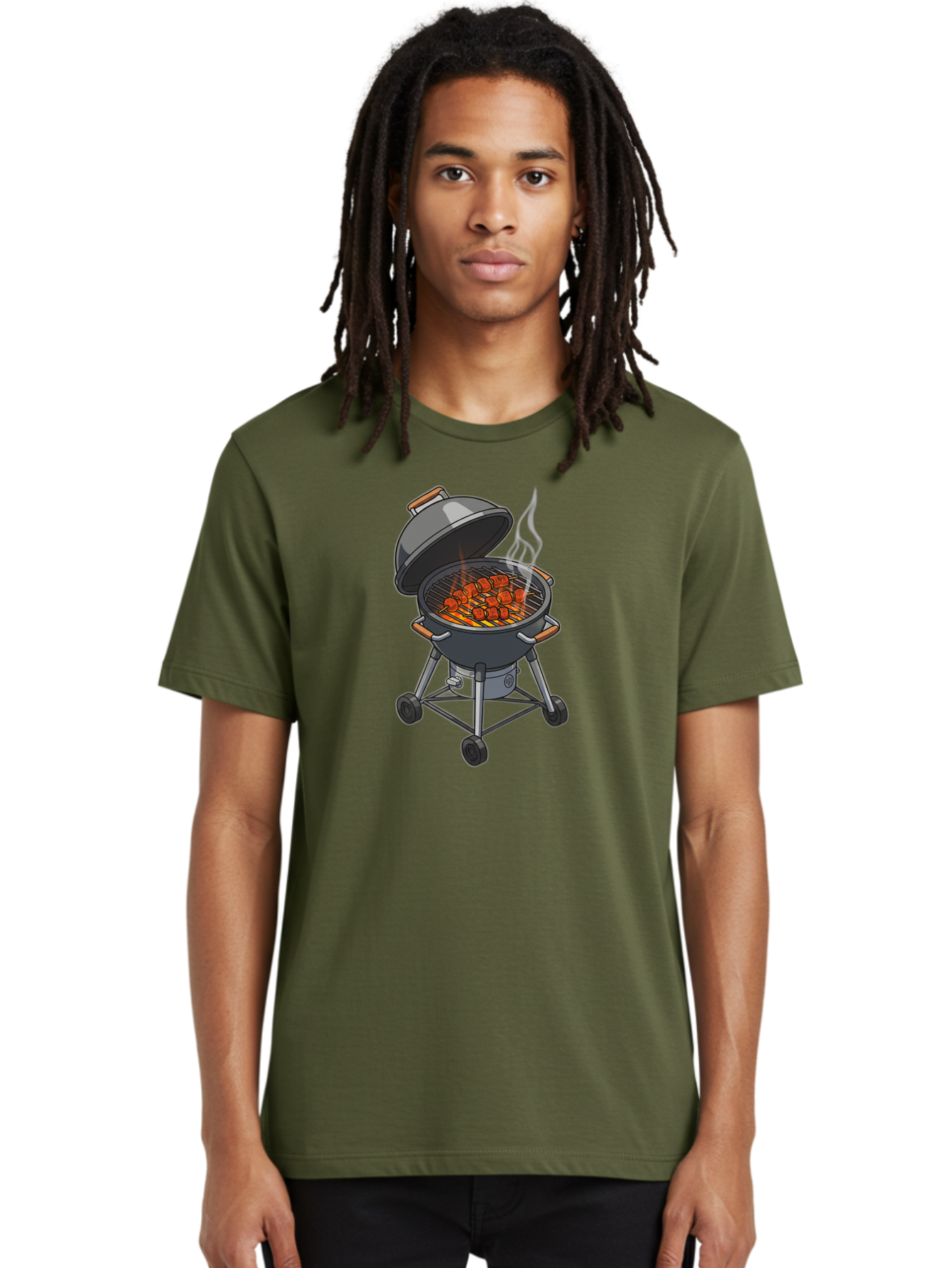 Barbecue-Grill-5 Men'S Graphic Tee, 100% Cotton, Comfortable Casual Summer Wear, Machine Washable, Barbecue Grill, Grilled Meats, Outdoor Cooking, Barbecue Ingredients, Charcoal Grill, Grilled Food, Summer Cooking, Barbecue Accessories, Bab659