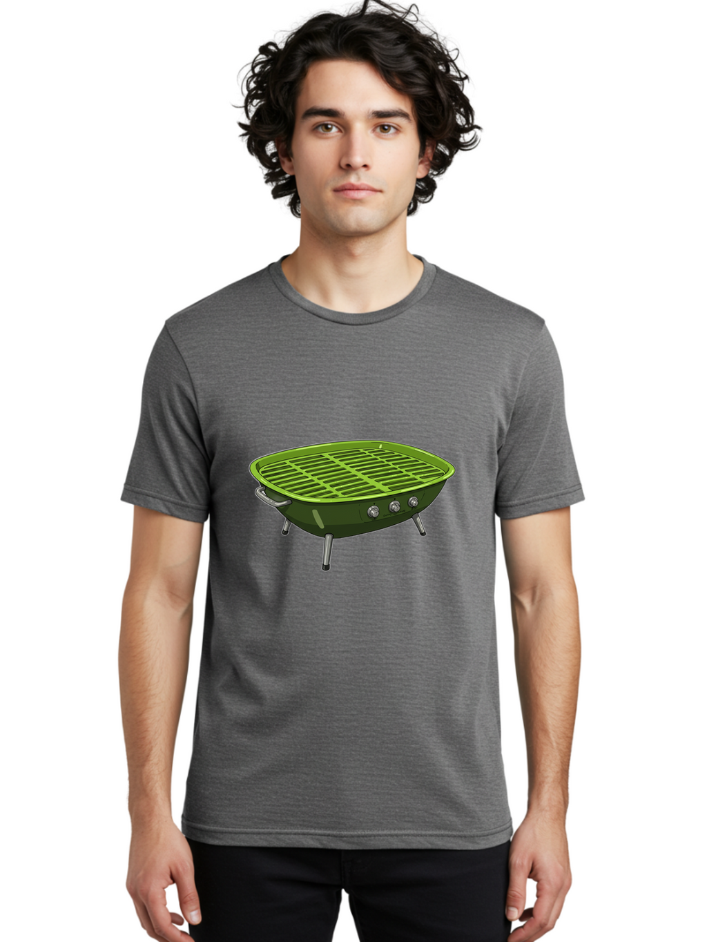 Barbecue-Grill-6 Men'S Graphic Tee, 100% Cotton, Comfortable Casual Summer Wear, Machine Washable, Portable Grill, Barbecue Cooking, Outdoor Cooking, Gas Grill, Silver Legs, Control Knobs, Grill Grate, Outdoor Entertaining Bab660