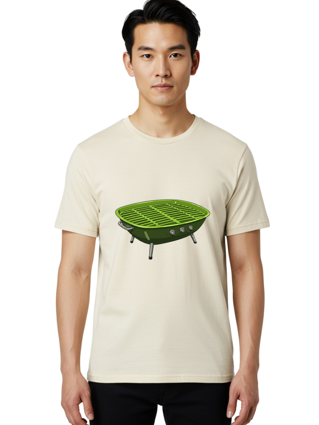 Barbecue-Grill-6 Men'S Graphic Tee, 100% Cotton, Comfortable Casual Summer Wear, Machine Washable, Portable Grill, Barbecue Cooking, Outdoor Cooking, Gas Grill, Silver Legs, Control Knobs, Grill Grate, Outdoor Entertaining Bab660
