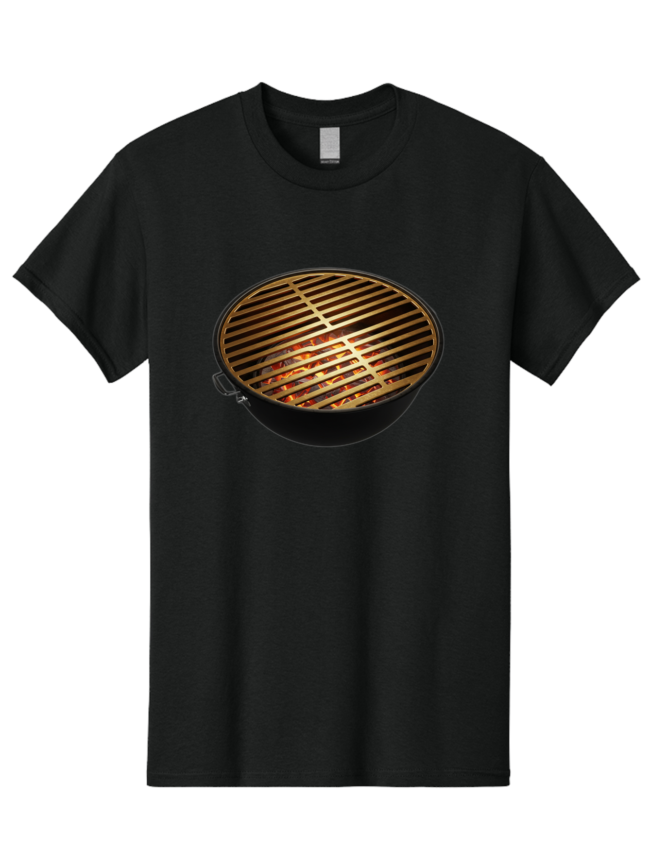 Barbecue-Grill-7 Men'S Graphic Tee, 100% Cotton, Comfortable Casual Summer Wear, Machine Washable, Barbecue Grill, Black Metal, Gold Grill Grates, Glowing Coals, Outdoor Cooking, Grill Marks, Barbecue Accessories, Grill Master Bab661