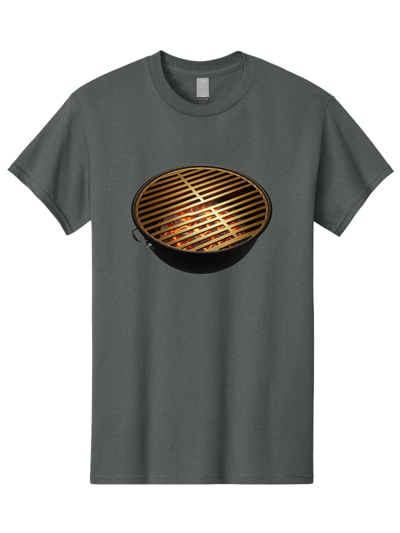 Barbecue-Grill-7 Men'S Graphic Tee, 100% Cotton, Comfortable Casual Summer Wear, Machine Washable, Barbecue Grill, Black Metal, Gold Grill Grates, Glowing Coals, Outdoor Cooking, Grill Marks, Barbecue Accessories, Grill Master Bab661