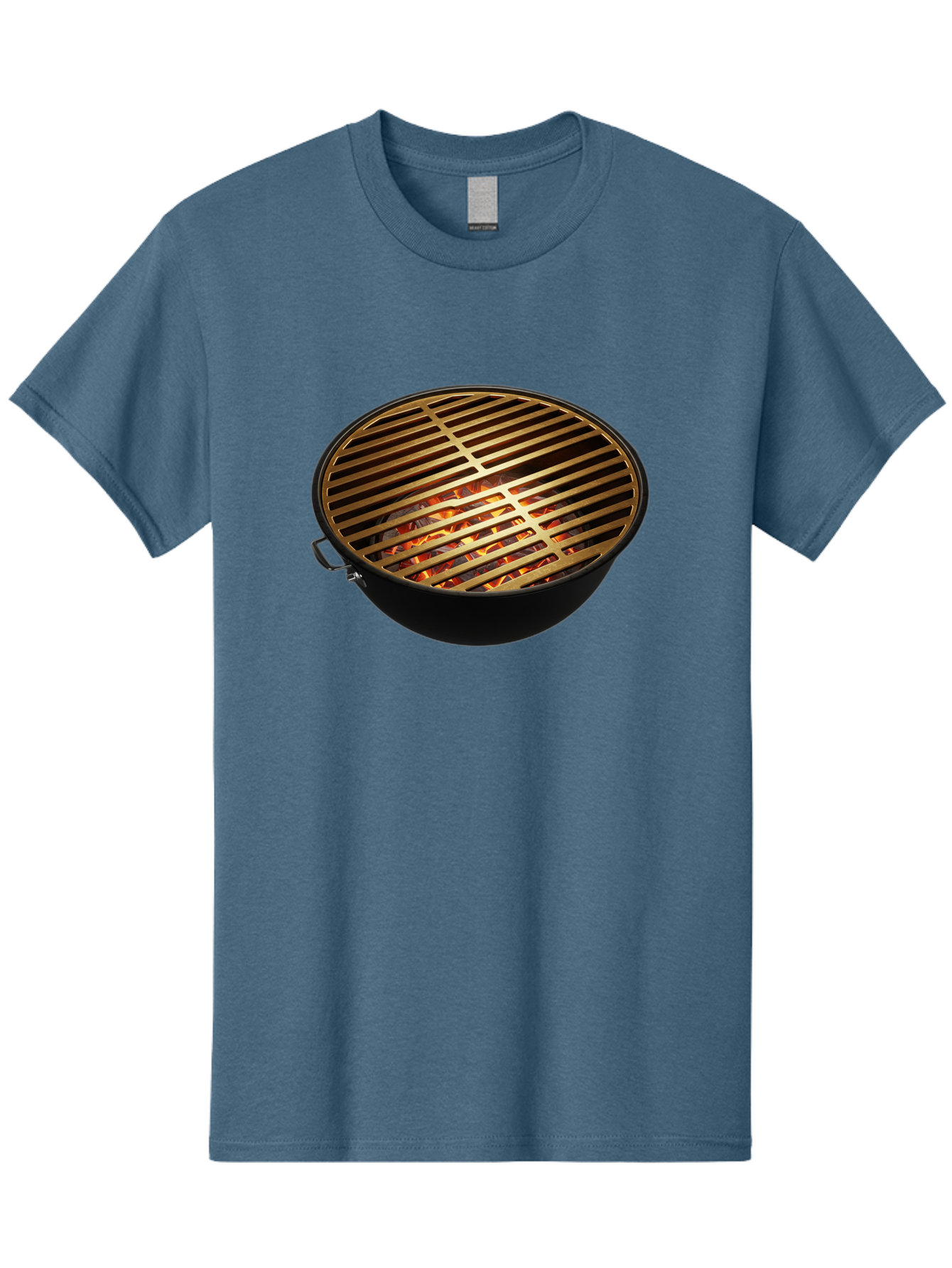 Barbecue-Grill-7 Men'S Graphic Tee, 100% Cotton, Comfortable Casual Summer Wear, Machine Washable, Barbecue Grill, Black Metal, Gold Grill Grates, Glowing Coals, Outdoor Cooking, Grill Marks, Barbecue Accessories, Grill Master Bab661