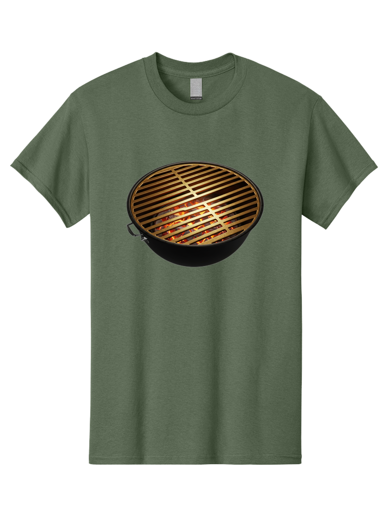 Barbecue-Grill-7 Men'S Graphic Tee, 100% Cotton, Comfortable Casual Summer Wear, Machine Washable, Barbecue Grill, Black Metal, Gold Grill Grates, Glowing Coals, Outdoor Cooking, Grill Marks, Barbecue Accessories, Grill Master Bab661
