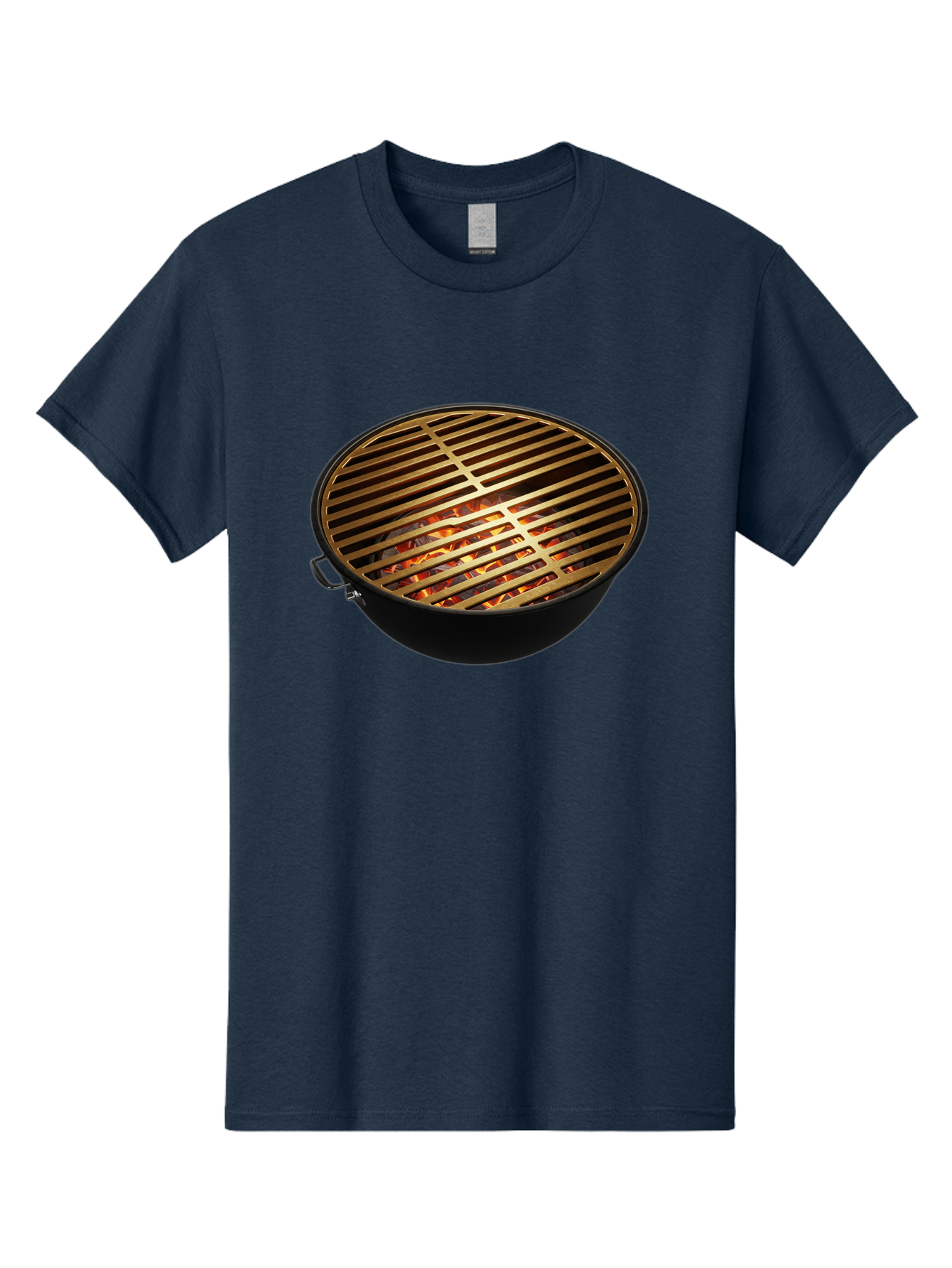 Barbecue-Grill-7 Men'S Graphic Tee, 100% Cotton, Comfortable Casual Summer Wear, Machine Washable, Barbecue Grill, Black Metal, Gold Grill Grates, Glowing Coals, Outdoor Cooking, Grill Marks, Barbecue Accessories, Grill Master Bab661