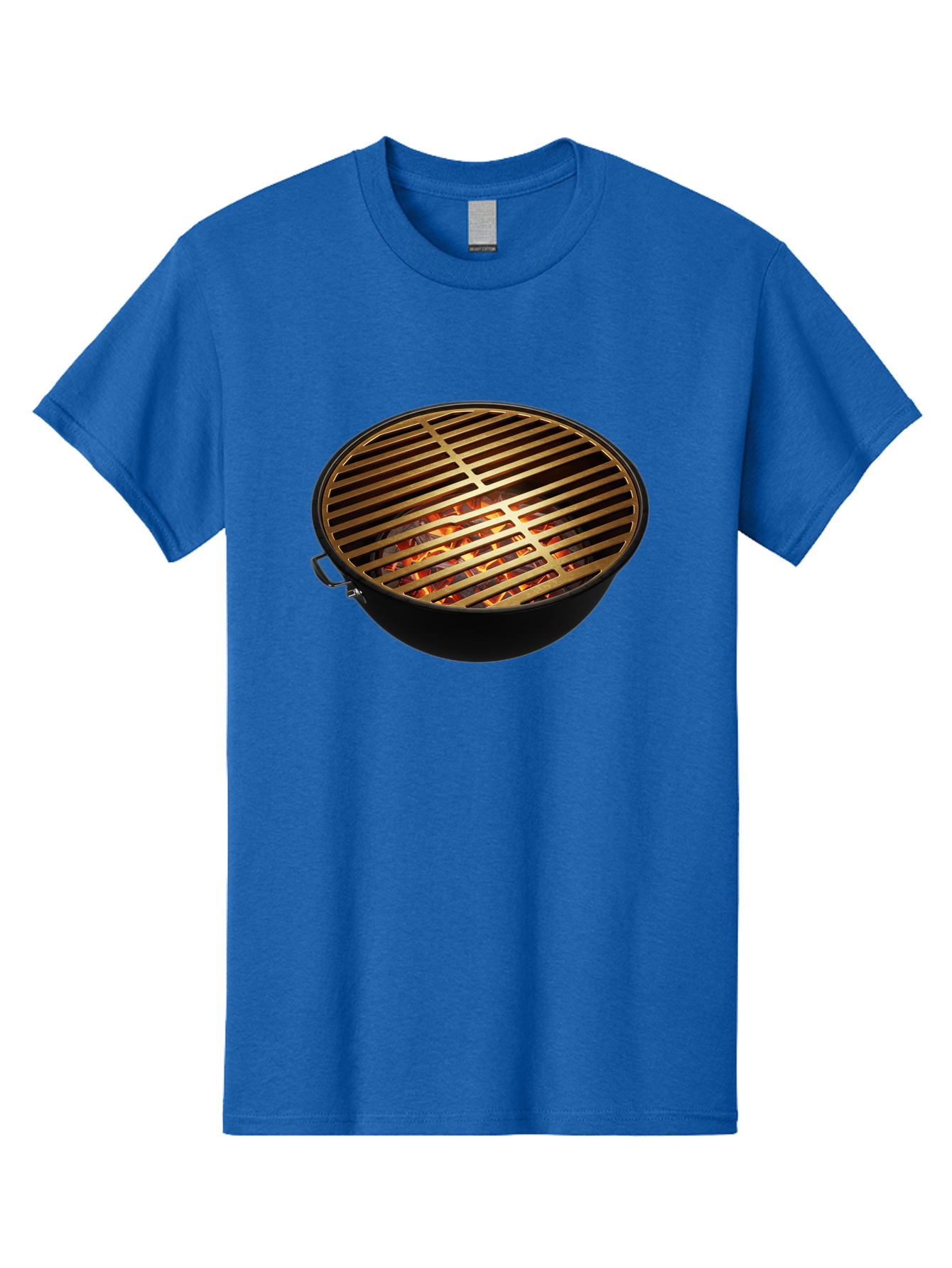 Barbecue-Grill-7 Men'S Graphic Tee, 100% Cotton, Comfortable Casual Summer Wear, Machine Washable, Barbecue Grill, Black Metal, Gold Grill Grates, Glowing Coals, Outdoor Cooking, Grill Marks, Barbecue Accessories, Grill Master Bab661