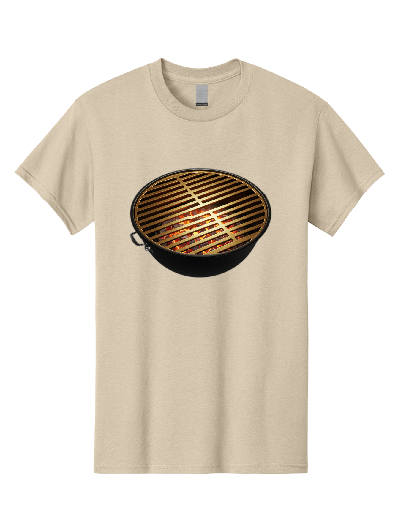 Barbecue-Grill-7 Men'S Graphic Tee, 100% Cotton, Comfortable Casual Summer Wear, Machine Washable, Barbecue Grill, Black Metal, Gold Grill Grates, Glowing Coals, Outdoor Cooking, Grill Marks, Barbecue Accessories, Grill Master Bab661