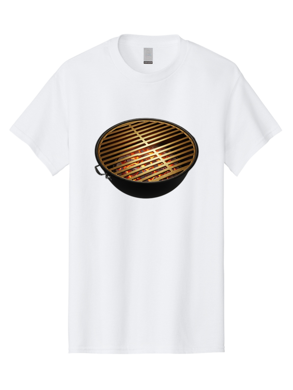 Barbecue-Grill-7 Men'S Graphic Tee, 100% Cotton, Comfortable Casual Summer Wear, Machine Washable, Barbecue Grill, Black Metal, Gold Grill Grates, Glowing Coals, Outdoor Cooking, Grill Marks, Barbecue Accessories, Grill Master Bab661