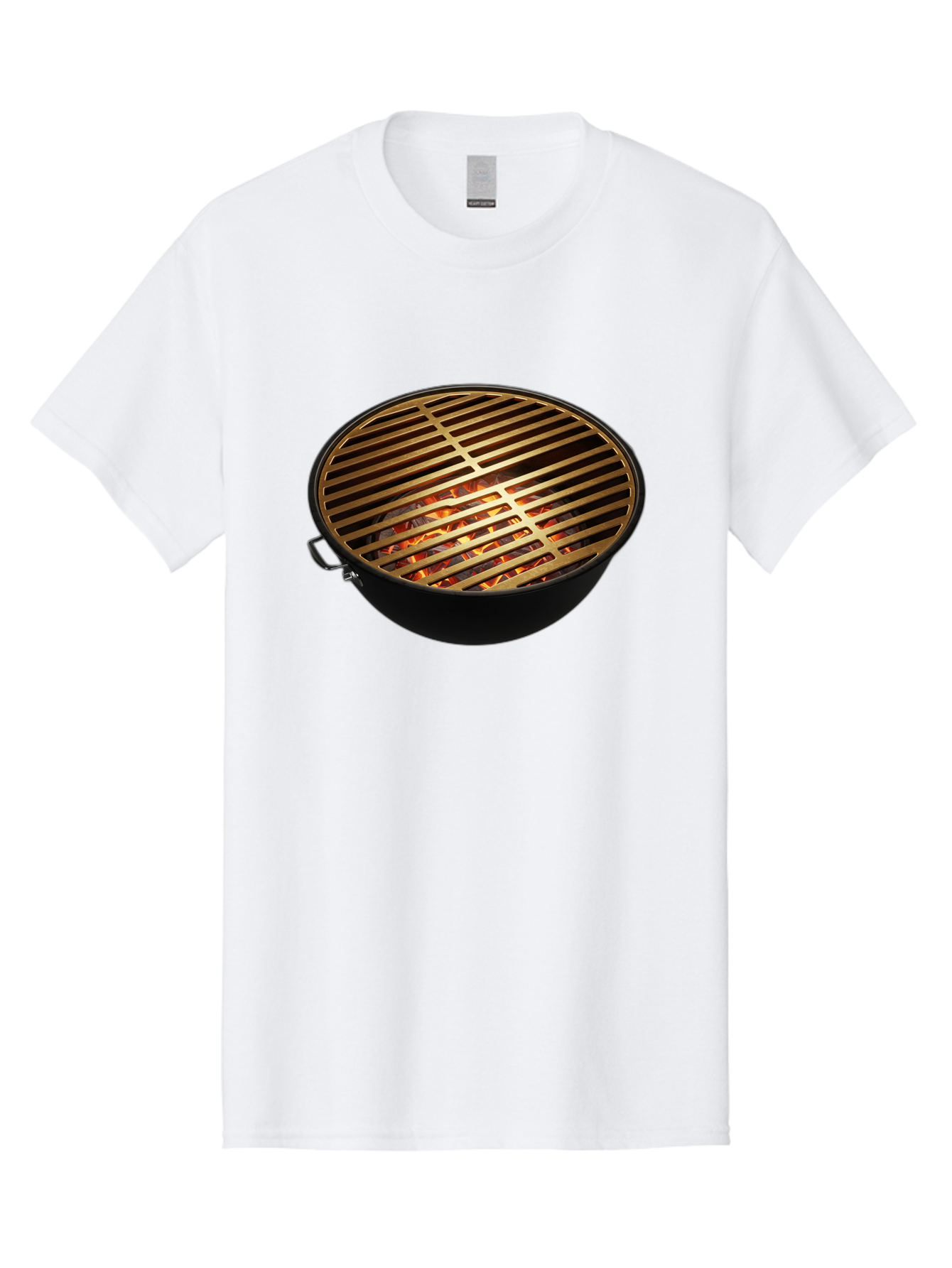 Barbecue-Grill-7 Men'S Graphic Tee, 100% Cotton, Comfortable Casual Summer Wear, Machine Washable, Barbecue Grill, Black Metal, Gold Grill Grates, Glowing Coals, Outdoor Cooking, Grill Marks, Barbecue Accessories, Grill Master Bab661