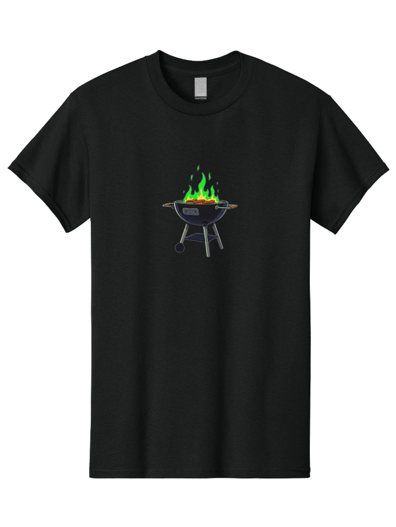Barbecue-Grill Men'S Graphic Tee, 100% Cotton, Comfortable Casual Summer Wear, Machine Washable, Charcoal Barbecue, Grill With Flames, Outdoor Cooking, Outdoor Kitchen, Bbq Grill, Backyard Barbecue, Sizzling Meat, Grilling Food Bab662
