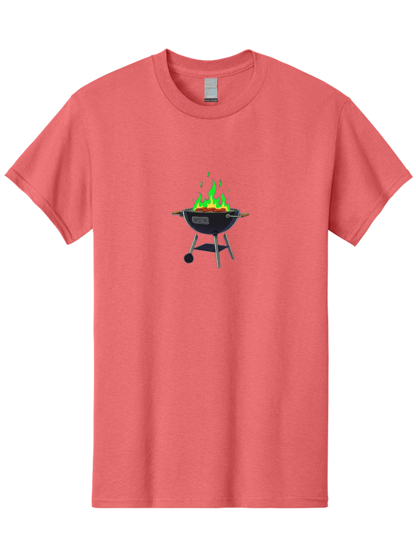 Barbecue-Grill Men'S Graphic Tee, 100% Cotton, Comfortable Casual Summer Wear, Machine Washable, Charcoal Barbecue, Grill With Flames, Outdoor Cooking, Outdoor Kitchen, Bbq Grill, Backyard Barbecue, Sizzling Meat, Grilling Food Bab662