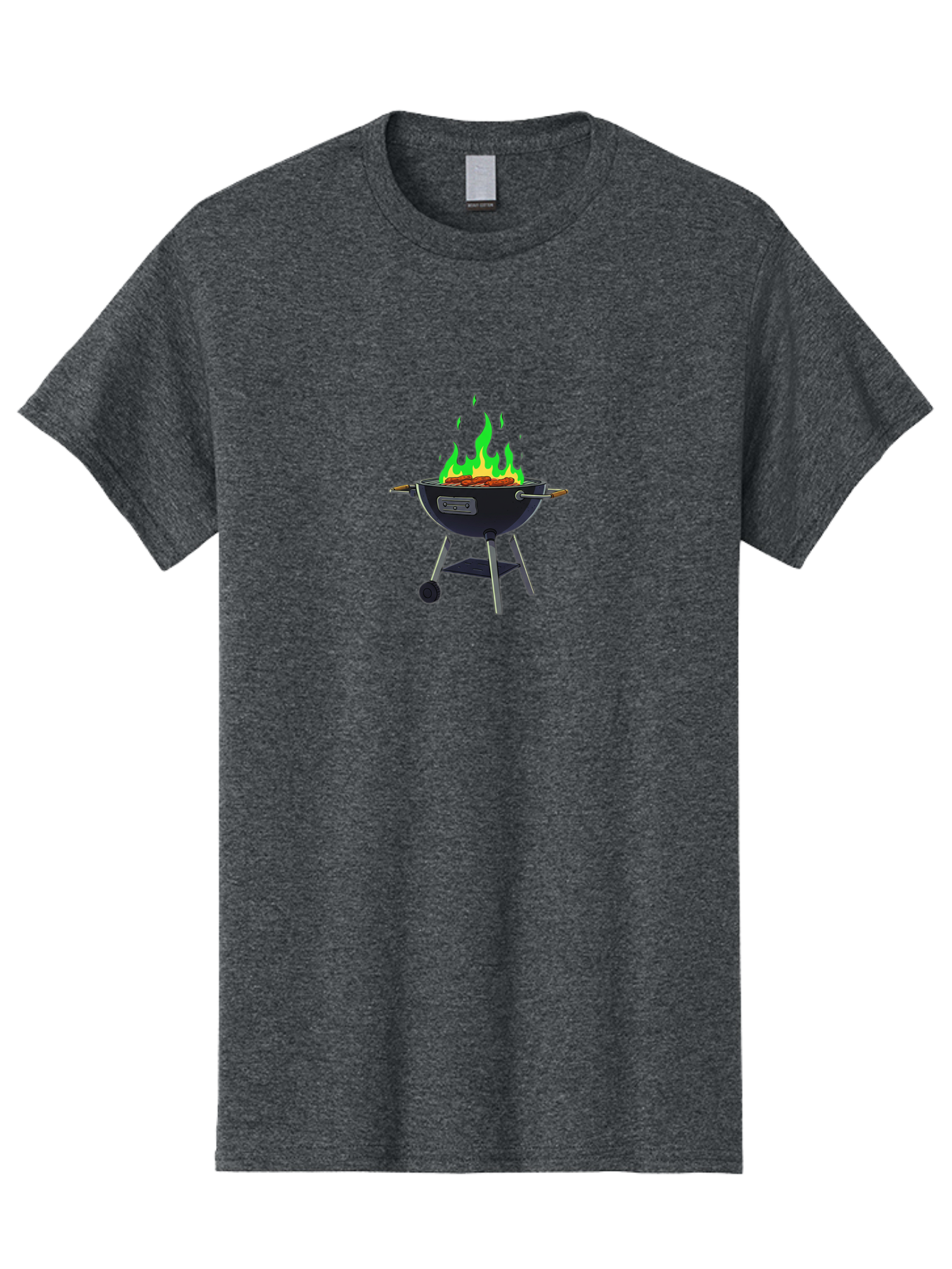 Barbecue-Grill Men'S Graphic Tee, 100% Cotton, Comfortable Casual Summer Wear, Machine Washable, Charcoal Barbecue, Grill With Flames, Outdoor Cooking, Outdoor Kitchen, Bbq Grill, Backyard Barbecue, Sizzling Meat, Grilling Food Bab662