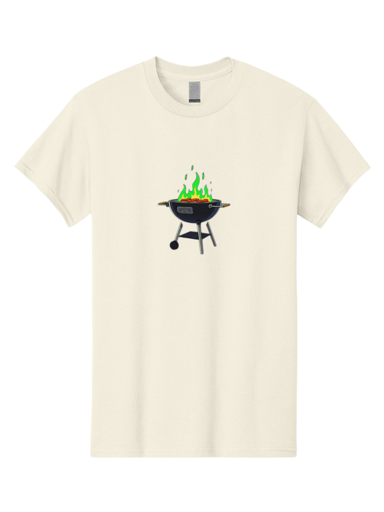 Barbecue-Grill Men'S Graphic Tee, 100% Cotton, Comfortable Casual Summer Wear, Machine Washable, Charcoal Barbecue, Grill With Flames, Outdoor Cooking, Outdoor Kitchen, Bbq Grill, Backyard Barbecue, Sizzling Meat, Grilling Food Bab662
