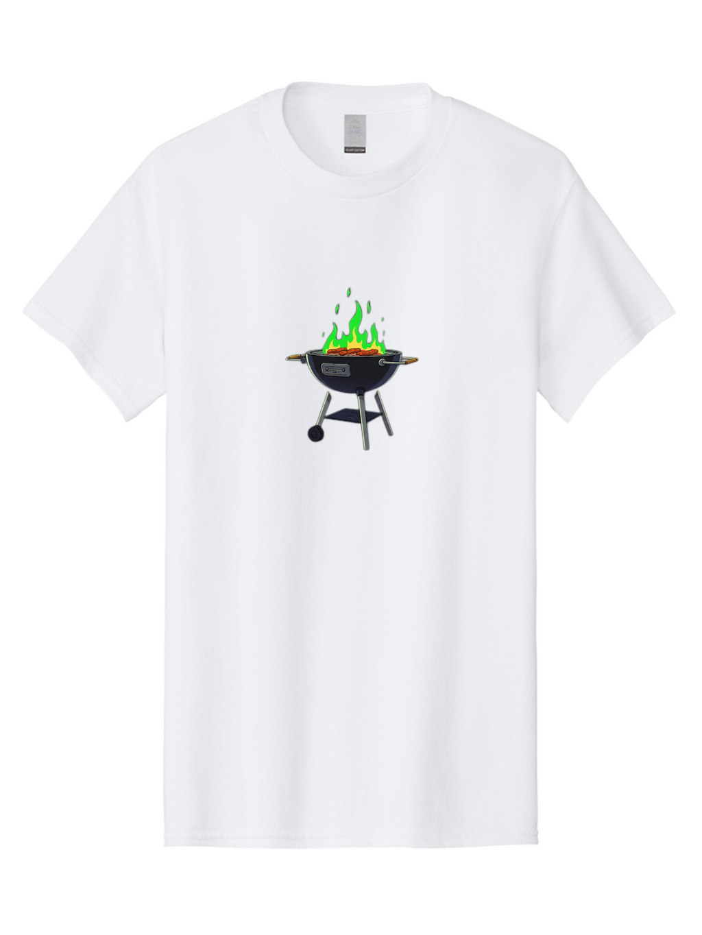 Barbecue-Grill Men'S Graphic Tee, 100% Cotton, Comfortable Casual Summer Wear, Machine Washable, Charcoal Barbecue, Grill With Flames, Outdoor Cooking, Outdoor Kitchen, Bbq Grill, Backyard Barbecue, Sizzling Meat, Grilling Food Bab662