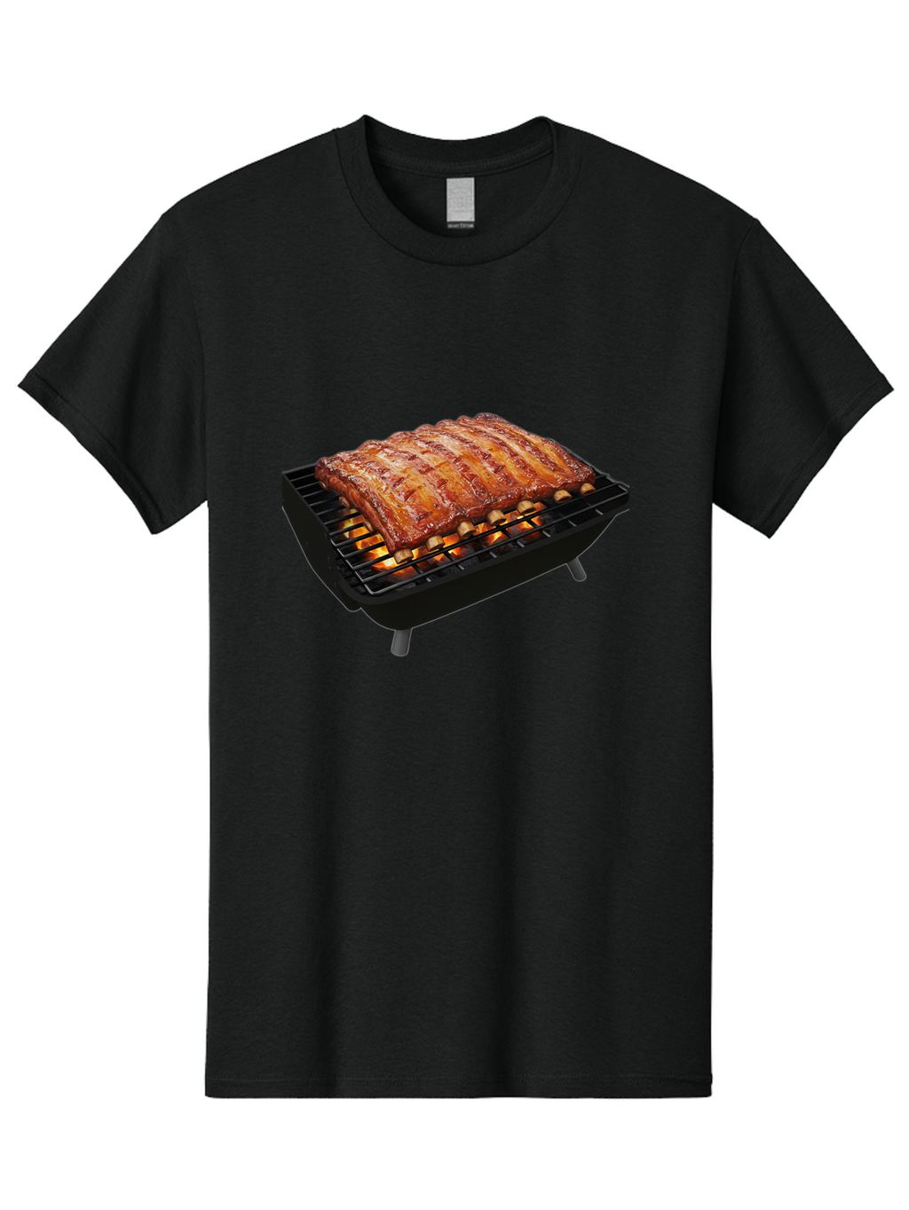 Barbecue-Ribs Men'S Graphic Tee, 100% Cotton, Comfortable Casual Summer Wear, Machine Washable, Barbecue Ribs, Grilled Meat, Barbecue Sauce, Outdoor Cooking, Flame Grilled, Gourmet Food, Delicious Ribs, Tender Meat Bab663