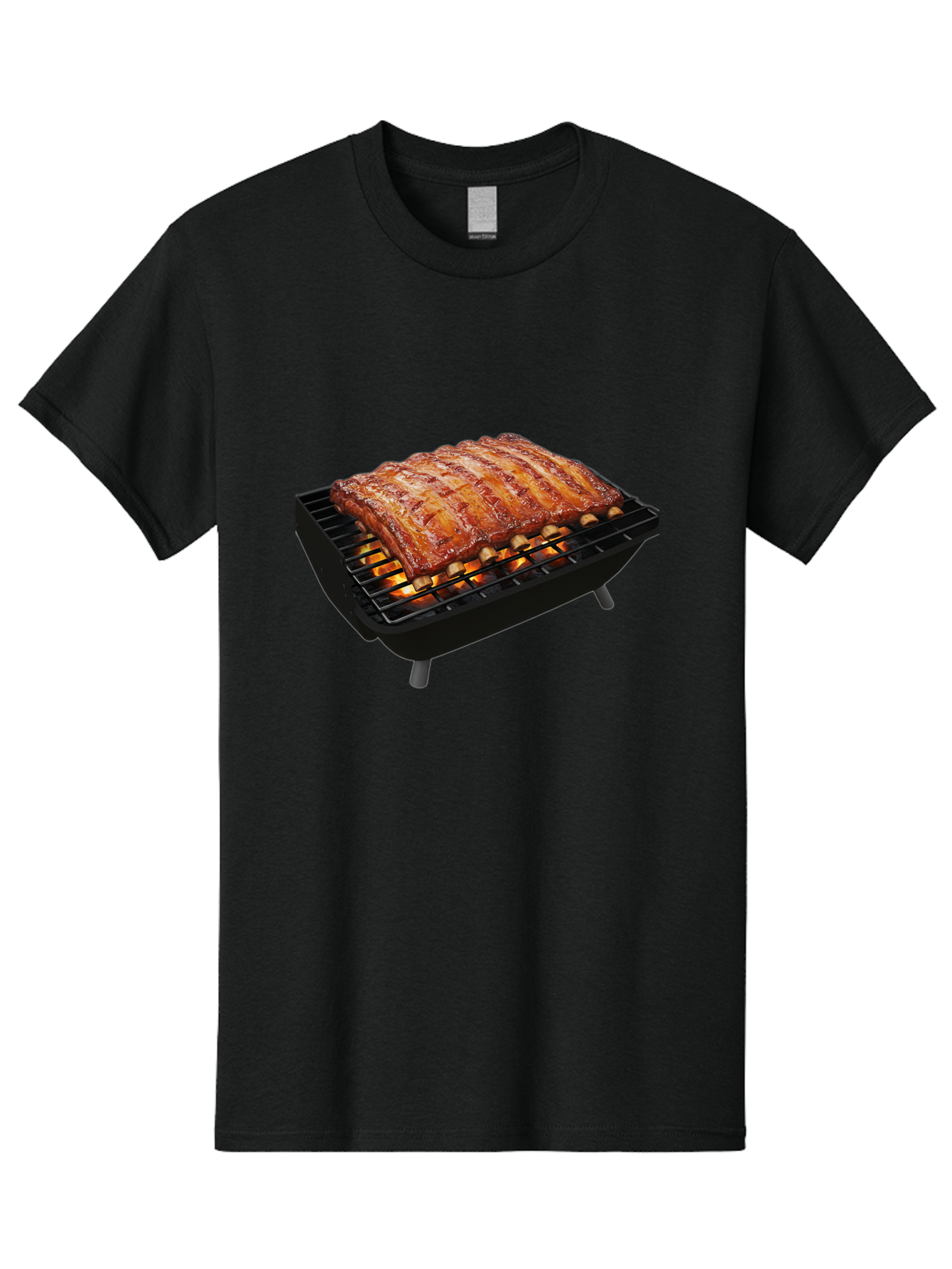 Barbecue-Ribs Men'S Graphic Tee, 100% Cotton, Comfortable Casual Summer Wear, Machine Washable, Barbecue Ribs, Grilled Meat, Barbecue Sauce, Outdoor Cooking, Flame Grilled, Gourmet Food, Delicious Ribs, Tender Meat Bab663