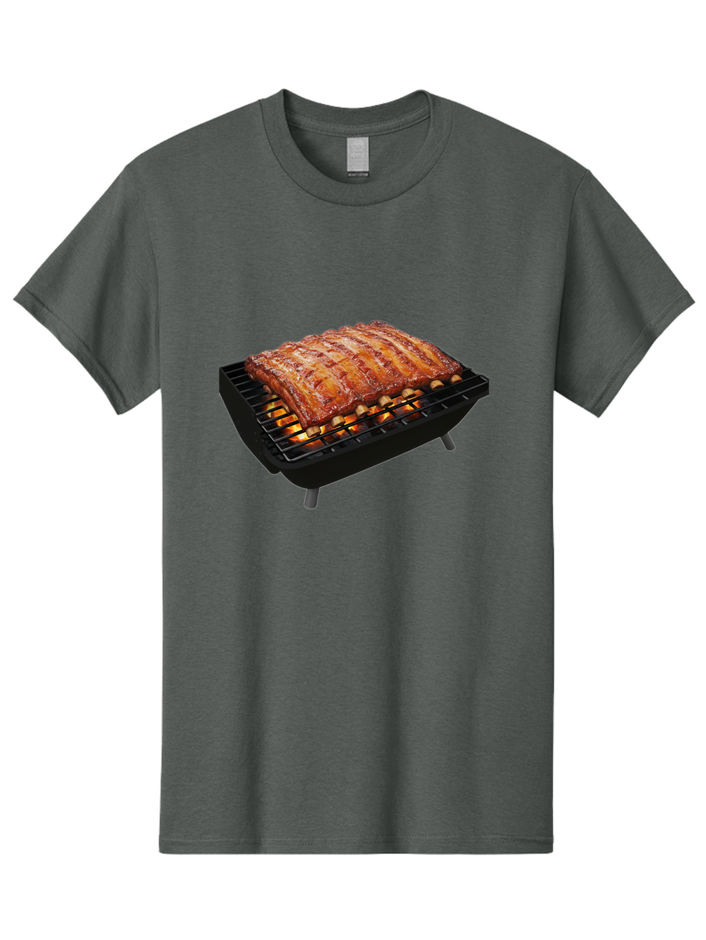 Barbecue-Ribs Men'S Graphic Tee, 100% Cotton, Comfortable Casual Summer Wear, Machine Washable, Barbecue Ribs, Grilled Meat, Barbecue Sauce, Outdoor Cooking, Flame Grilled, Gourmet Food, Delicious Ribs, Tender Meat Bab663