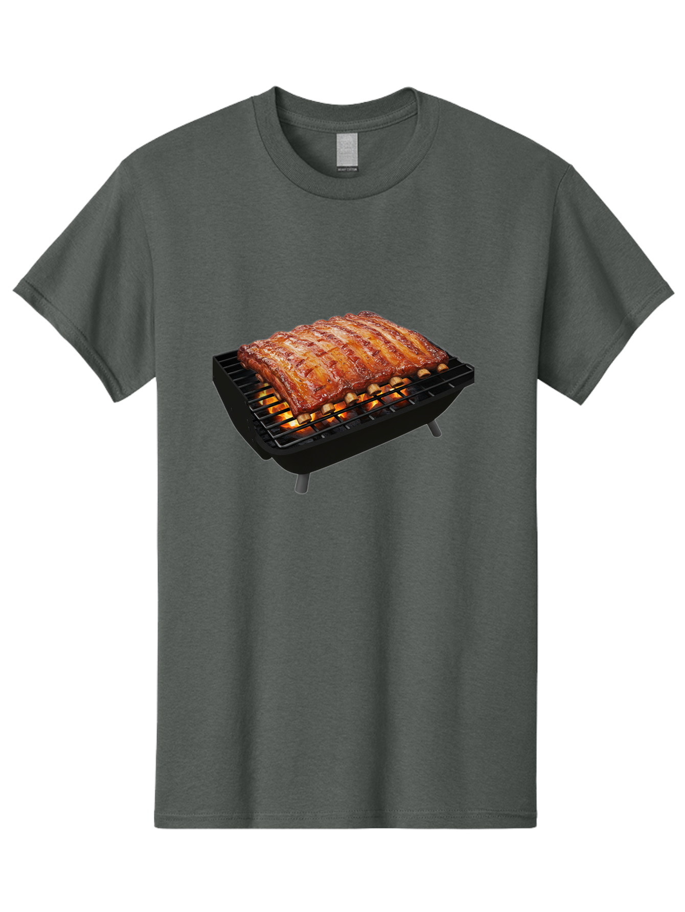 Barbecue-Ribs Men'S Graphic Tee, 100% Cotton, Comfortable Casual Summer Wear, Machine Washable, Barbecue Ribs, Grilled Meat, Barbecue Sauce, Outdoor Cooking, Flame Grilled, Gourmet Food, Delicious Ribs, Tender Meat Bab663