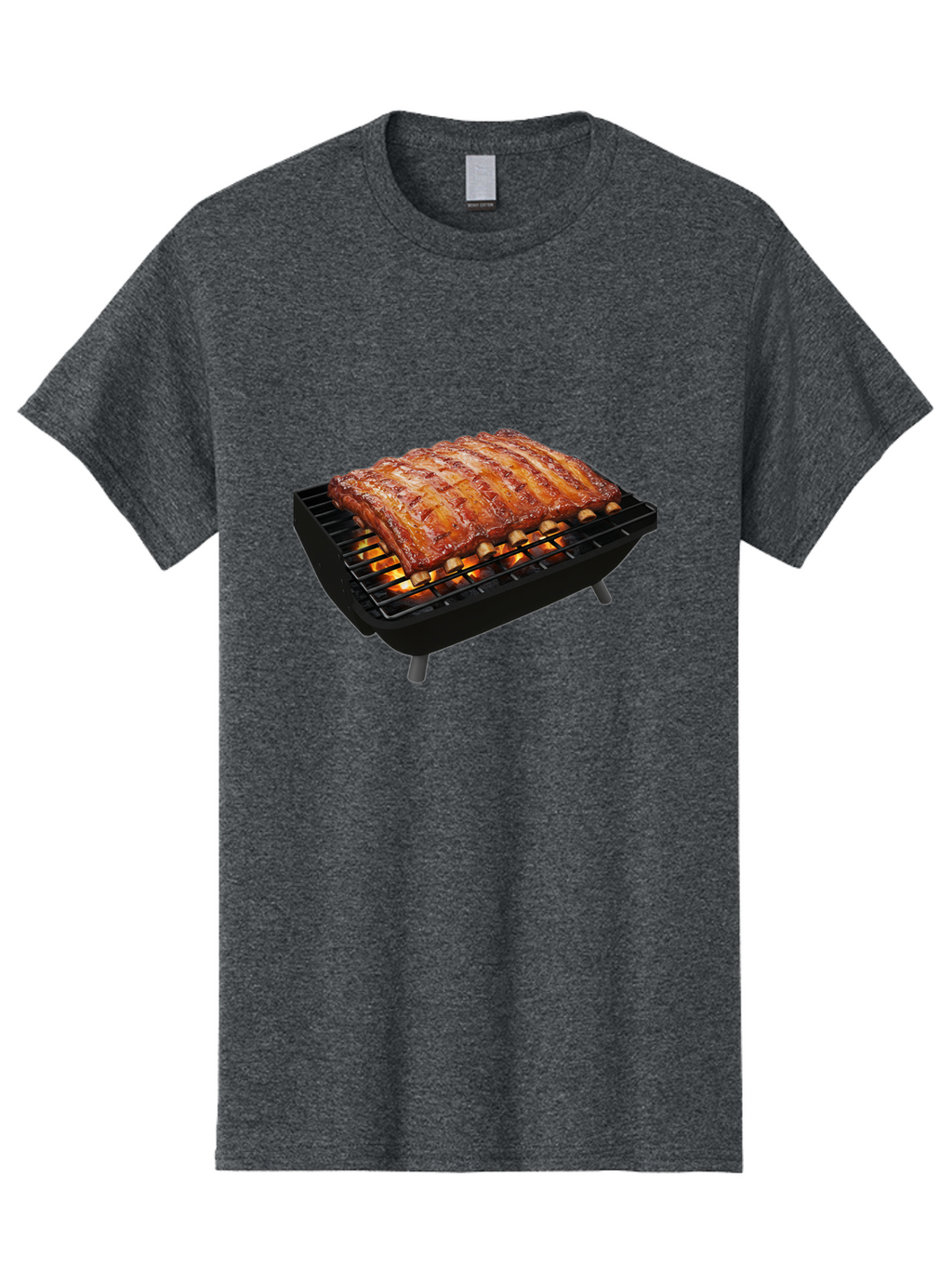 Barbecue-Ribs Men'S Graphic Tee, 100% Cotton, Comfortable Casual Summer Wear, Machine Washable, Barbecue Ribs, Grilled Meat, Barbecue Sauce, Outdoor Cooking, Flame Grilled, Gourmet Food, Delicious Ribs, Tender Meat Bab663