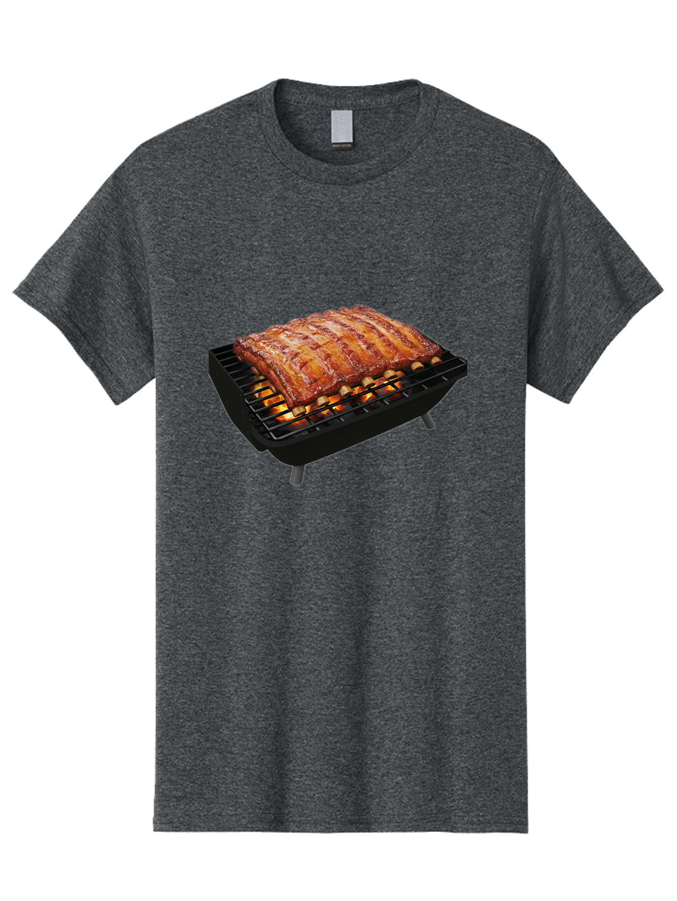 Barbecue-Ribs Men'S Graphic Tee, 100% Cotton, Comfortable Casual Summer Wear, Machine Washable, Barbecue Ribs, Grilled Meat, Barbecue Sauce, Outdoor Cooking, Flame Grilled, Gourmet Food, Delicious Ribs, Tender Meat Bab663