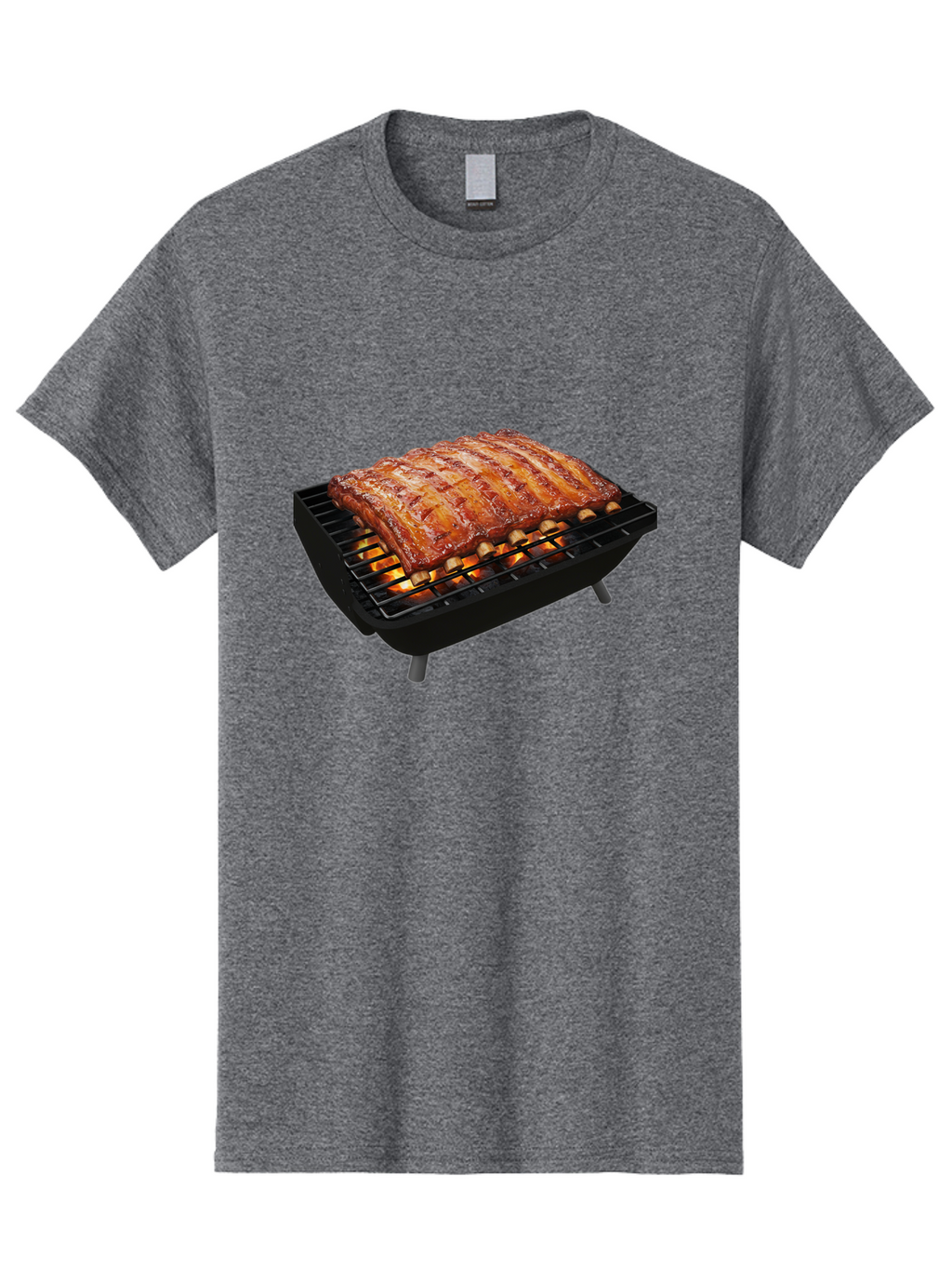 Barbecue-Ribs Men'S Graphic Tee, 100% Cotton, Comfortable Casual Summer Wear, Machine Washable, Barbecue Ribs, Grilled Meat, Barbecue Sauce, Outdoor Cooking, Flame Grilled, Gourmet Food, Delicious Ribs, Tender Meat Bab663