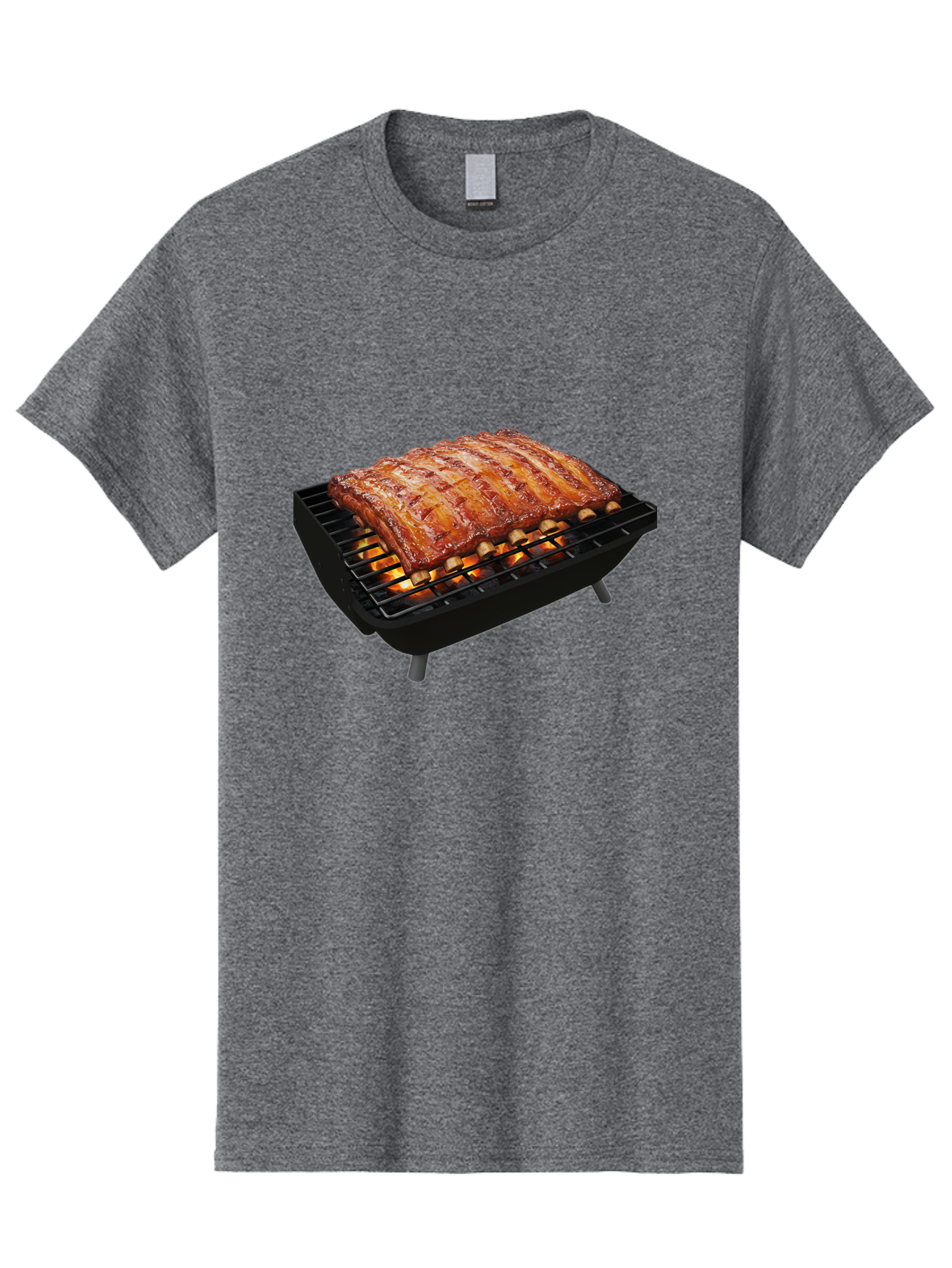 Barbecue-Ribs Men'S Graphic Tee, 100% Cotton, Comfortable Casual Summer Wear, Machine Washable, Barbecue Ribs, Grilled Meat, Barbecue Sauce, Outdoor Cooking, Flame Grilled, Gourmet Food, Delicious Ribs, Tender Meat Bab663