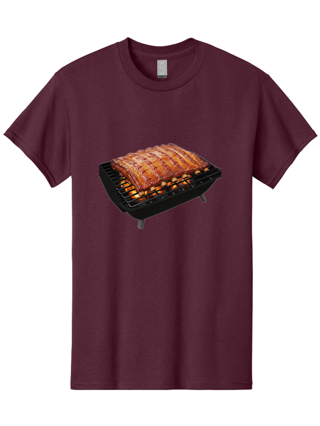 Barbecue-Ribs Men'S Graphic Tee, 100% Cotton, Comfortable Casual Summer Wear, Machine Washable, Barbecue Ribs, Grilled Meat, Barbecue Sauce, Outdoor Cooking, Flame Grilled, Gourmet Food, Delicious Ribs, Tender Meat Bab663