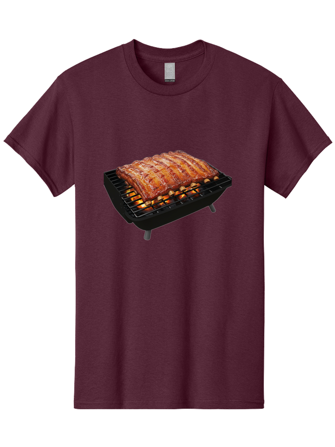 Barbecue-Ribs Men'S Graphic Tee, 100% Cotton, Comfortable Casual Summer Wear, Machine Washable, Barbecue Ribs, Grilled Meat, Barbecue Sauce, Outdoor Cooking, Flame Grilled, Gourmet Food, Delicious Ribs, Tender Meat Bab663