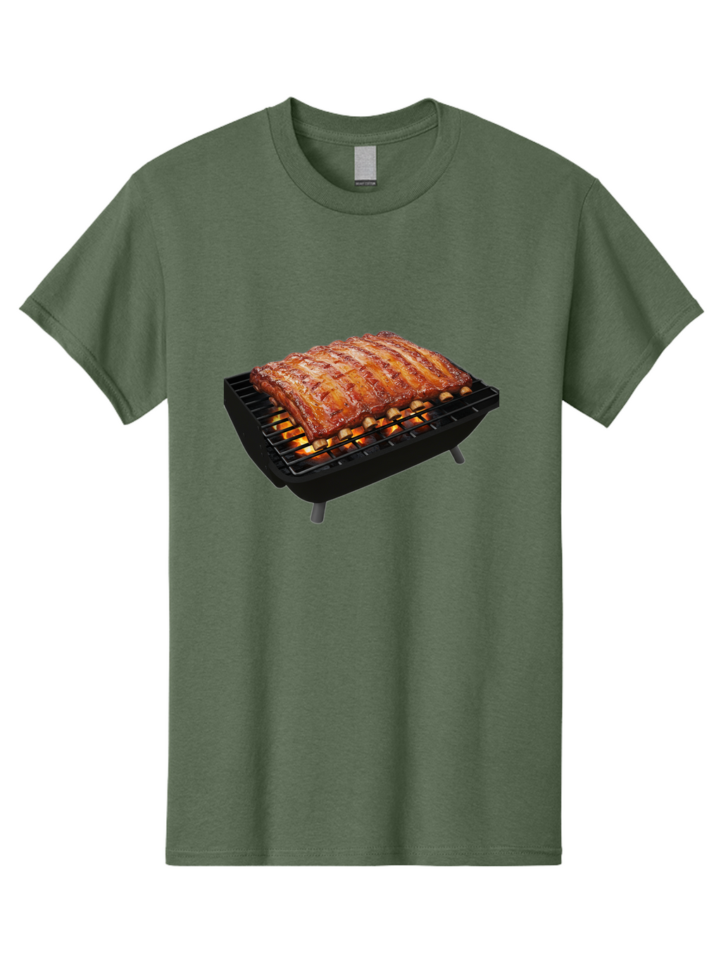 Barbecue-Ribs Men'S Graphic Tee, 100% Cotton, Comfortable Casual Summer Wear, Machine Washable, Barbecue Ribs, Grilled Meat, Barbecue Sauce, Outdoor Cooking, Flame Grilled, Gourmet Food, Delicious Ribs, Tender Meat Bab663