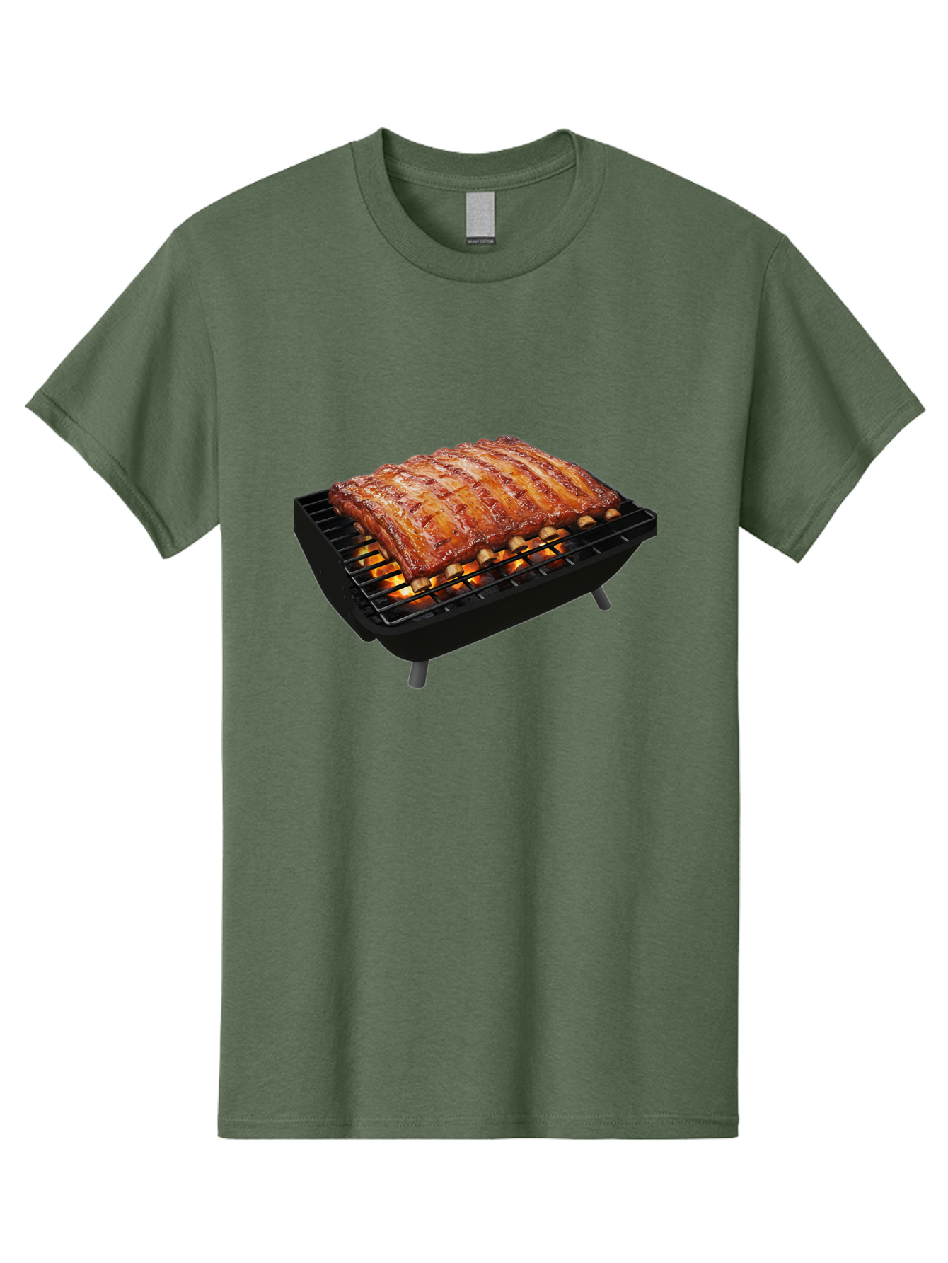 Barbecue-Ribs Men'S Graphic Tee, 100% Cotton, Comfortable Casual Summer Wear, Machine Washable, Barbecue Ribs, Grilled Meat, Barbecue Sauce, Outdoor Cooking, Flame Grilled, Gourmet Food, Delicious Ribs, Tender Meat Bab663