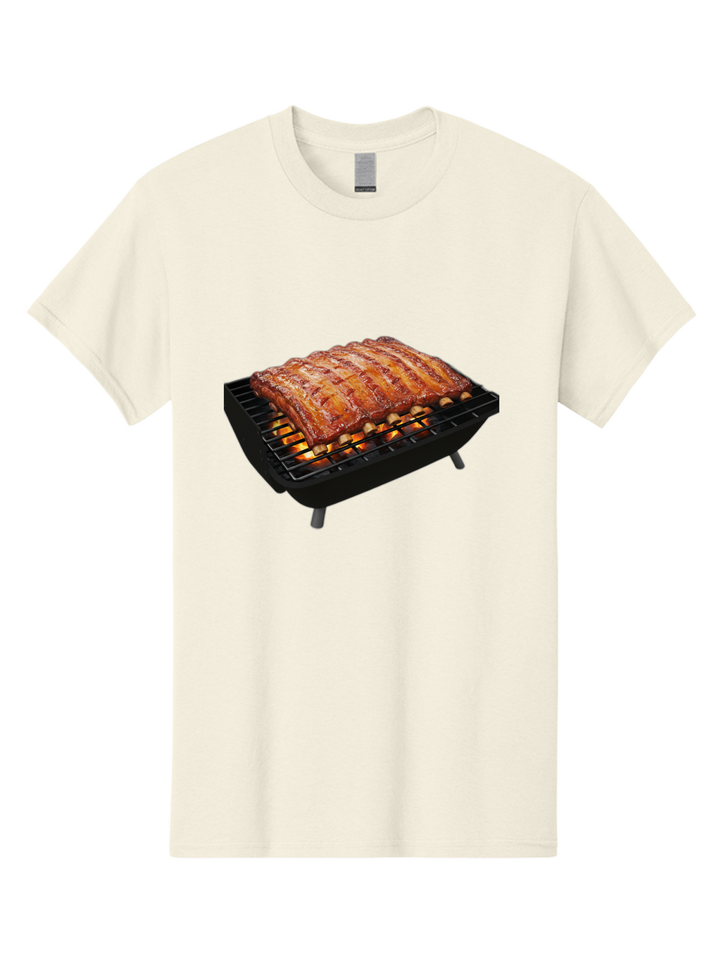 Barbecue-Ribs Men'S Graphic Tee, 100% Cotton, Comfortable Casual Summer Wear, Machine Washable, Barbecue Ribs, Grilled Meat, Barbecue Sauce, Outdoor Cooking, Flame Grilled, Gourmet Food, Delicious Ribs, Tender Meat Bab663