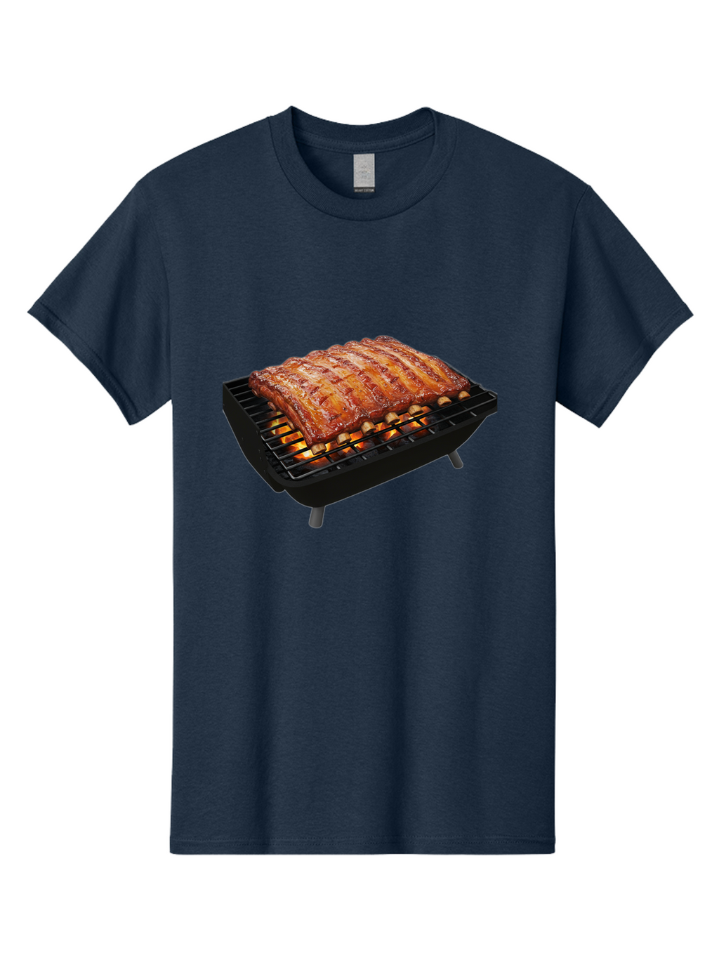 Barbecue-Ribs Men'S Graphic Tee, 100% Cotton, Comfortable Casual Summer Wear, Machine Washable, Barbecue Ribs, Grilled Meat, Barbecue Sauce, Outdoor Cooking, Flame Grilled, Gourmet Food, Delicious Ribs, Tender Meat Bab663
