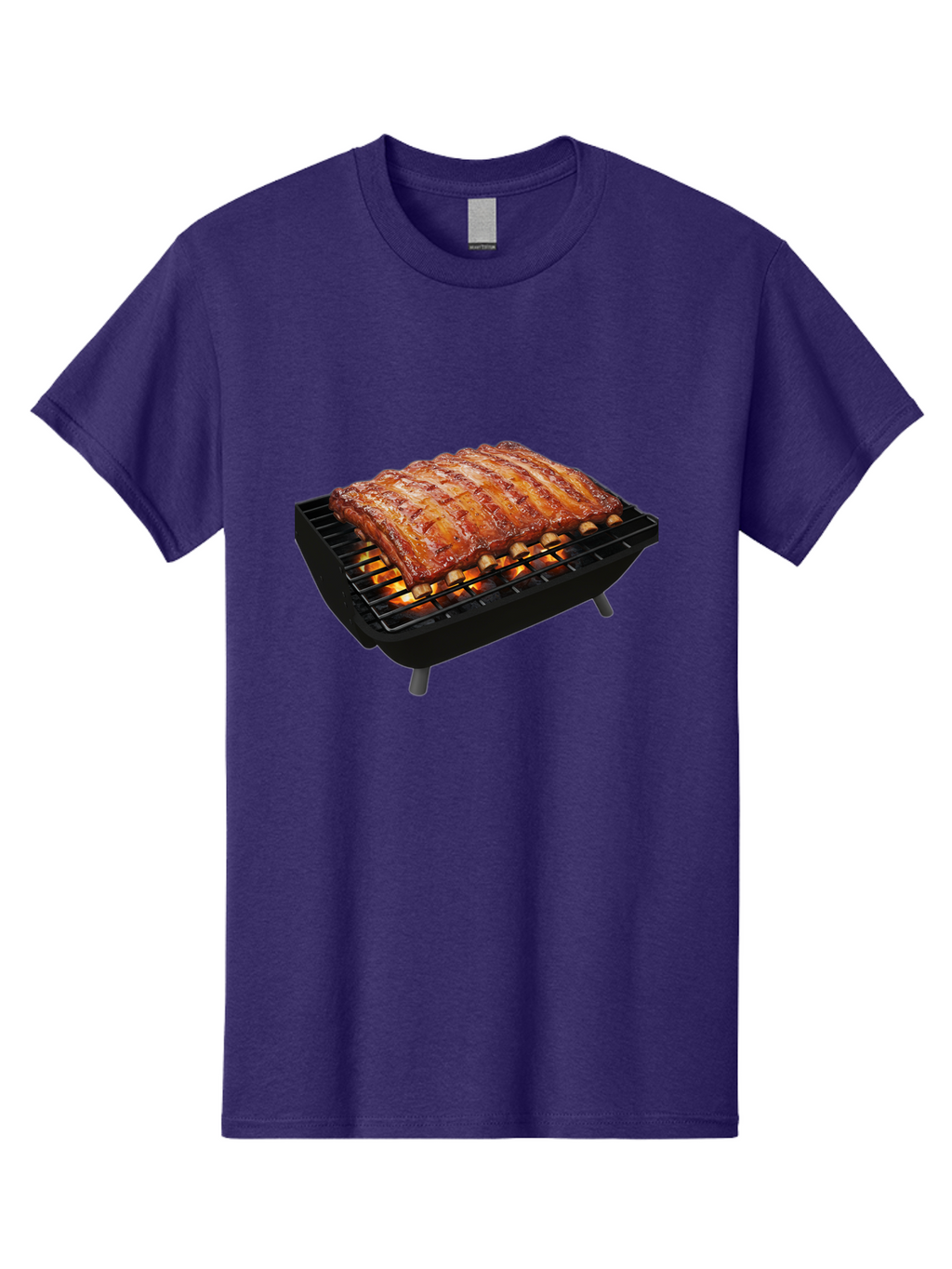 Barbecue-Ribs Men'S Graphic Tee, 100% Cotton, Comfortable Casual Summer Wear, Machine Washable, Barbecue Ribs, Grilled Meat, Barbecue Sauce, Outdoor Cooking, Flame Grilled, Gourmet Food, Delicious Ribs, Tender Meat Bab663