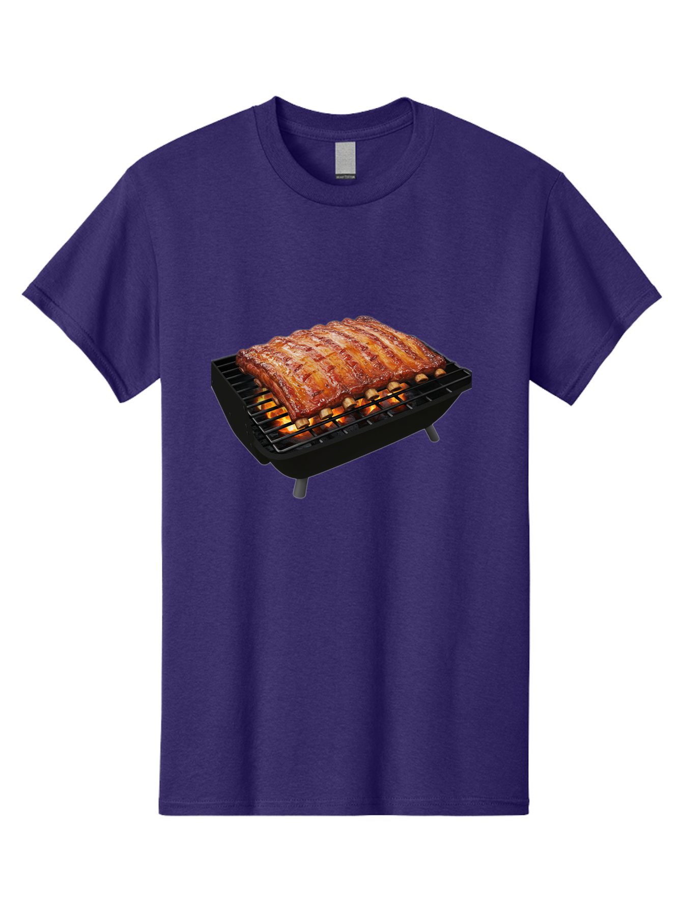 Barbecue-Ribs Men'S Graphic Tee, 100% Cotton, Comfortable Casual Summer Wear, Machine Washable, Barbecue Ribs, Grilled Meat, Barbecue Sauce, Outdoor Cooking, Flame Grilled, Gourmet Food, Delicious Ribs, Tender Meat Bab663