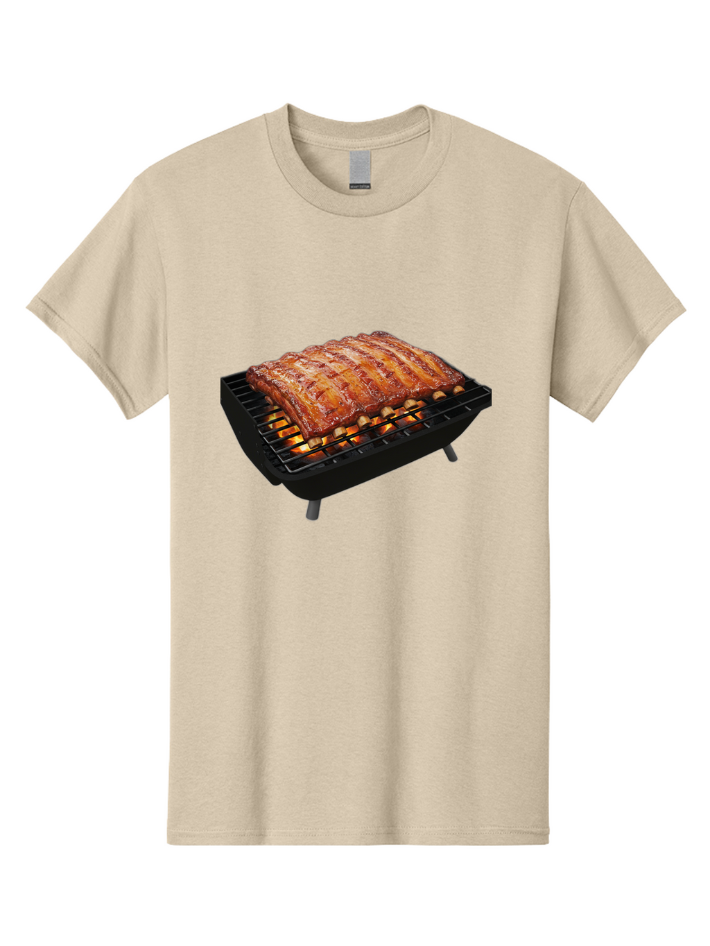 Barbecue-Ribs Men'S Graphic Tee, 100% Cotton, Comfortable Casual Summer Wear, Machine Washable, Barbecue Ribs, Grilled Meat, Barbecue Sauce, Outdoor Cooking, Flame Grilled, Gourmet Food, Delicious Ribs, Tender Meat Bab663
