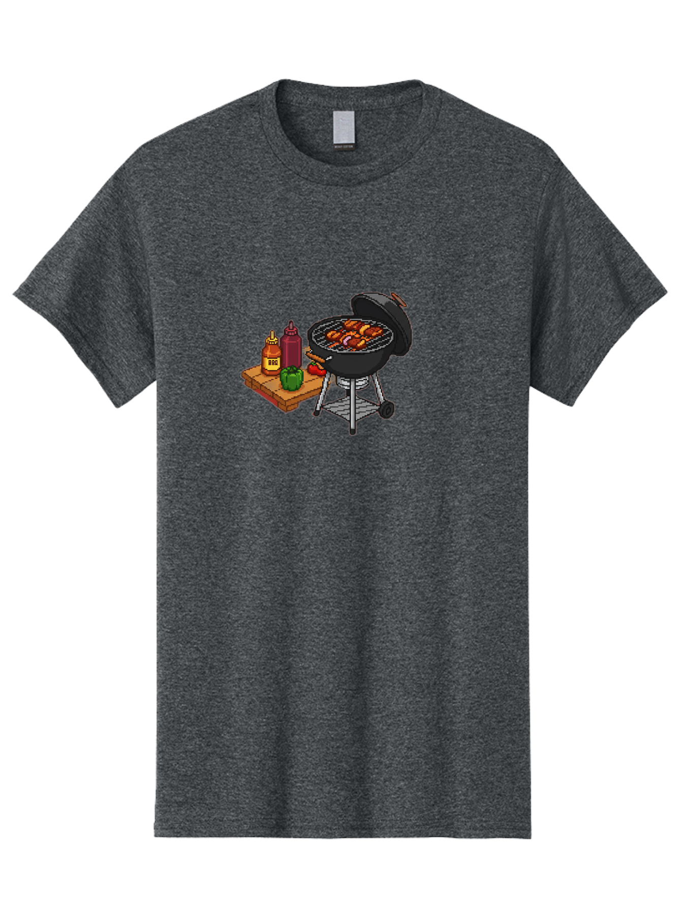 Bbq-Grill-2 Men'S Graphic Tee, 100% Cotton, Comfortable Casual Summer Wear, Machine Washable, Bbq Grill With Sausages, Outdoor Cooking, Grilling, Barbecue Sauce, Condiments, Bell Pepper, Chili Pepper, Grilling Essentials, Barbecue, Bab667