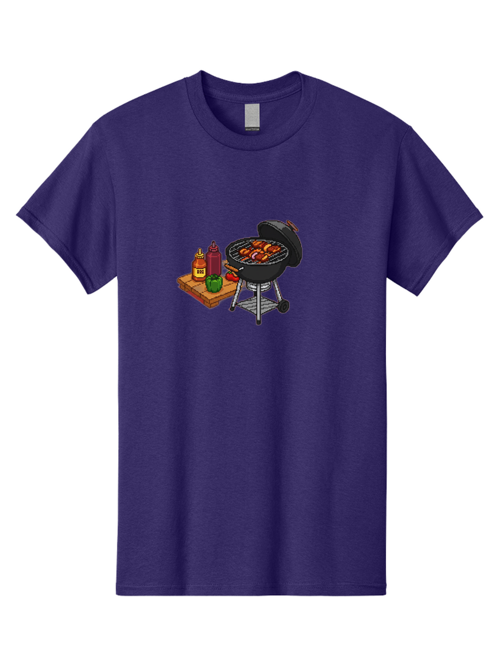 Bbq-Grill-2 Men'S Graphic Tee, 100% Cotton, Comfortable Casual Summer Wear, Machine Washable, Bbq Grill With Sausages, Outdoor Cooking, Grilling, Barbecue Sauce, Condiments, Bell Pepper, Chili Pepper, Grilling Essentials, Barbecue, Bab667
