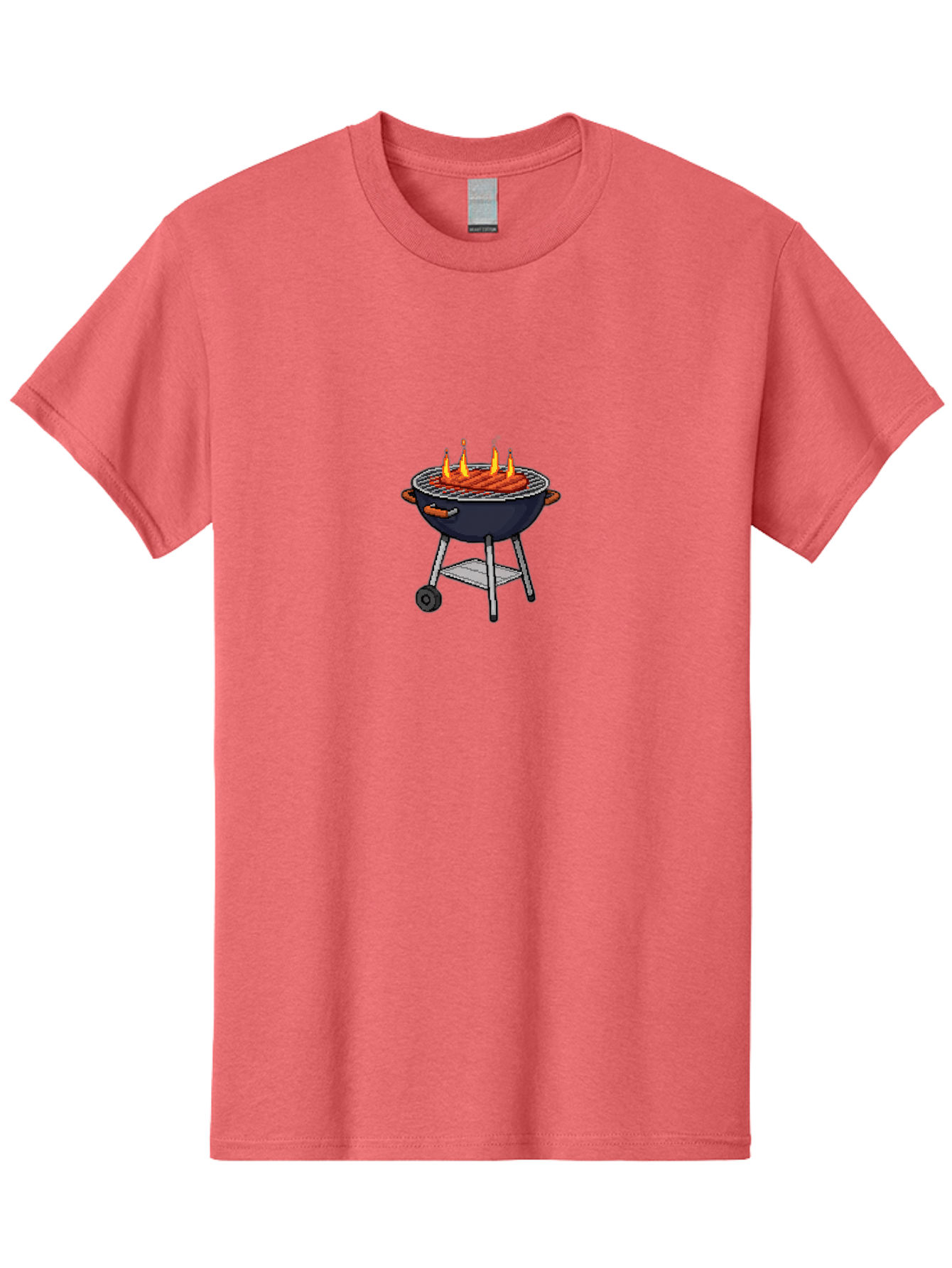 Bbq-Grill-3 Men'S Graphic Tee, 100% Cotton, Comfortable Casual Summer Wear, Machine Washable, Hot Dogs On Grill, Barbecue, Grilling, Summertime, Outdoor Cooking, Sausages, Grill Marks, Flame Grilled Bab668