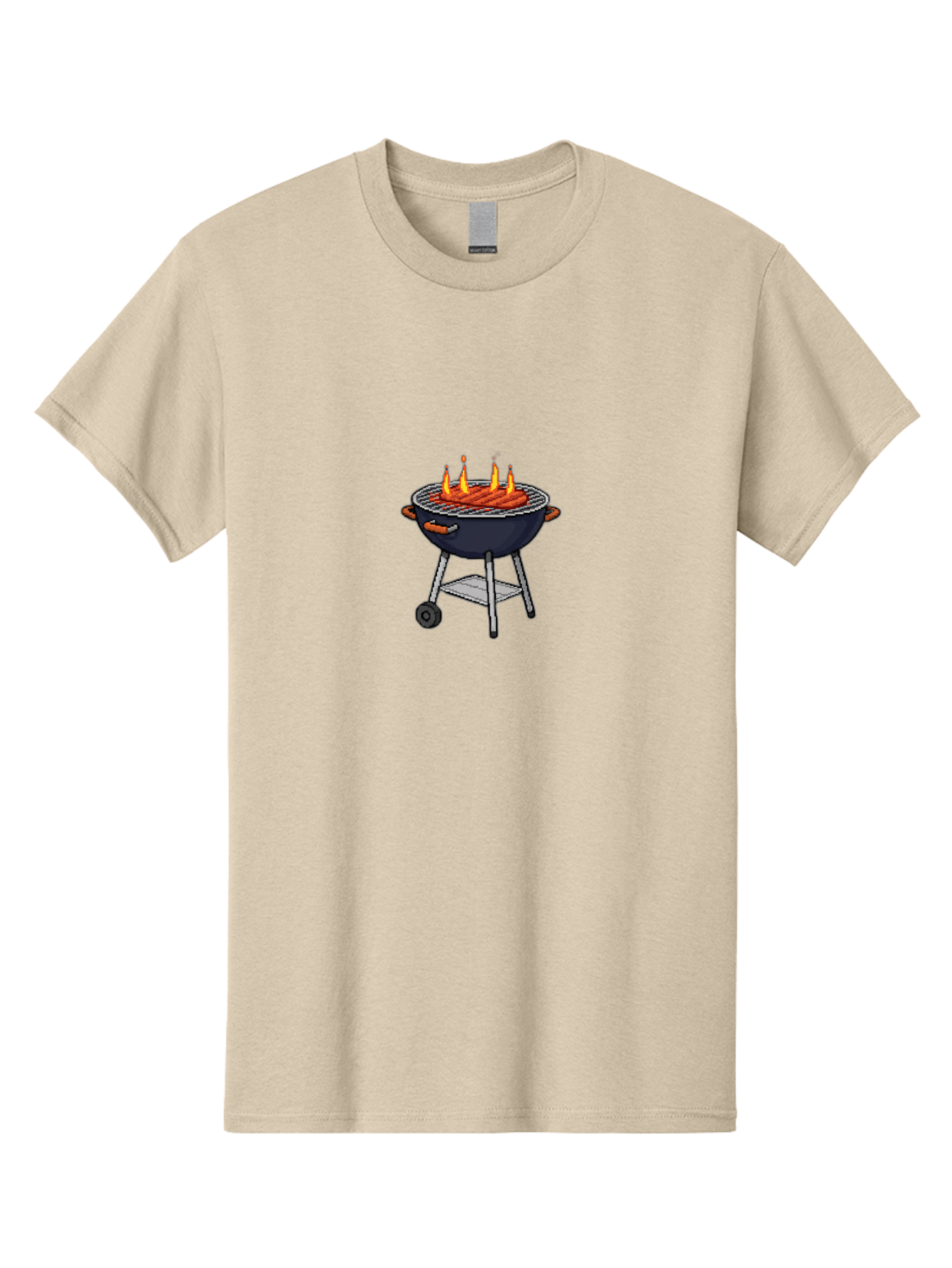 Bbq-Grill-3 Men'S Graphic Tee, 100% Cotton, Comfortable Casual Summer Wear, Machine Washable, Hot Dogs On Grill, Barbecue, Grilling, Summertime, Outdoor Cooking, Sausages, Grill Marks, Flame Grilled Bab668