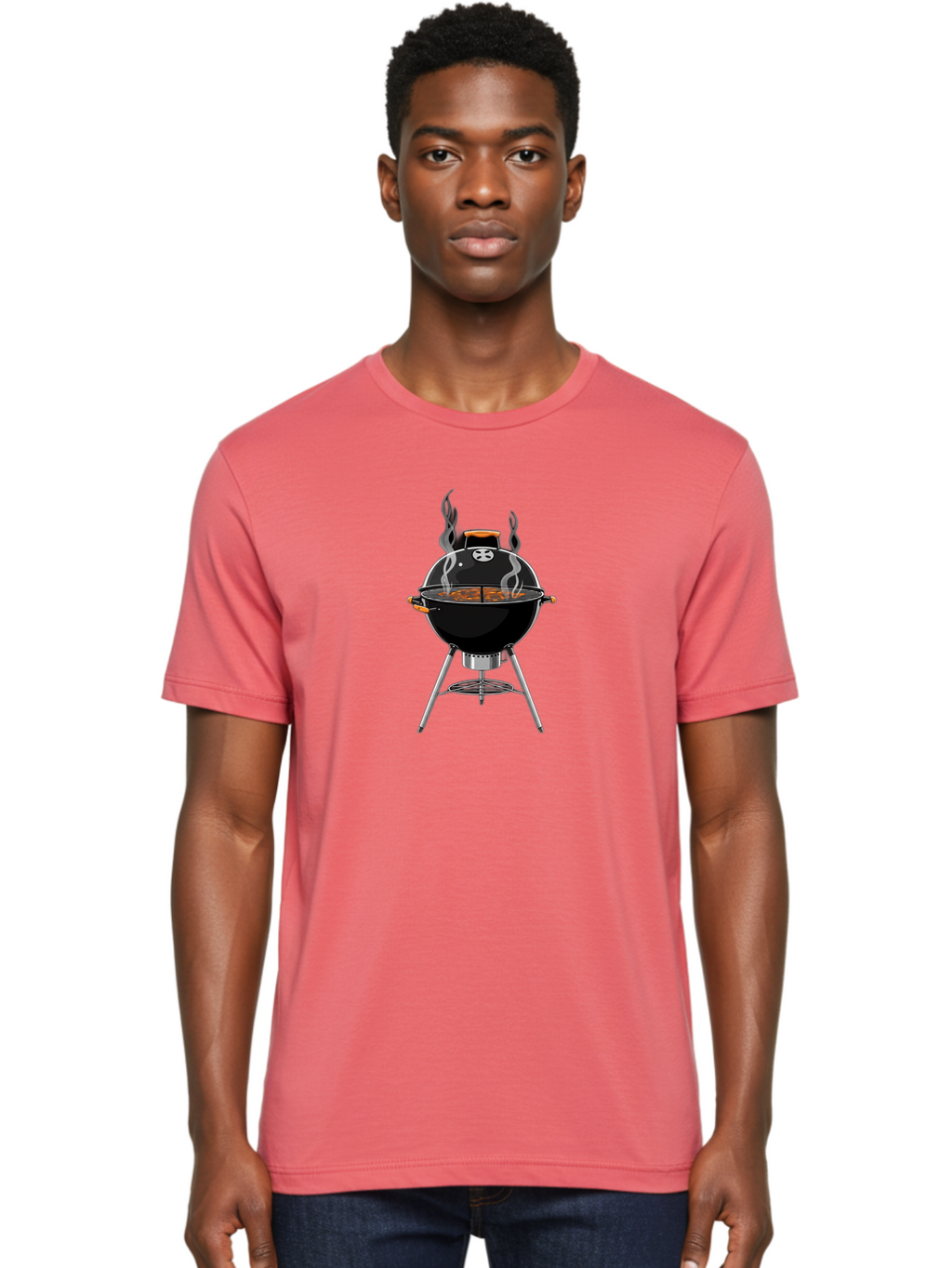 Bbq-Grill-4 Men'S Graphic Tee, 100% Cotton, Comfortable Casual Summer Wear, Machine Washable, Barbecue Grill, Barbecue Cooking, Grilled Meat, Black Grill, Silver Stand, Smoking Grill, Outdoor Cooking, Barbecue Illustration Bab669