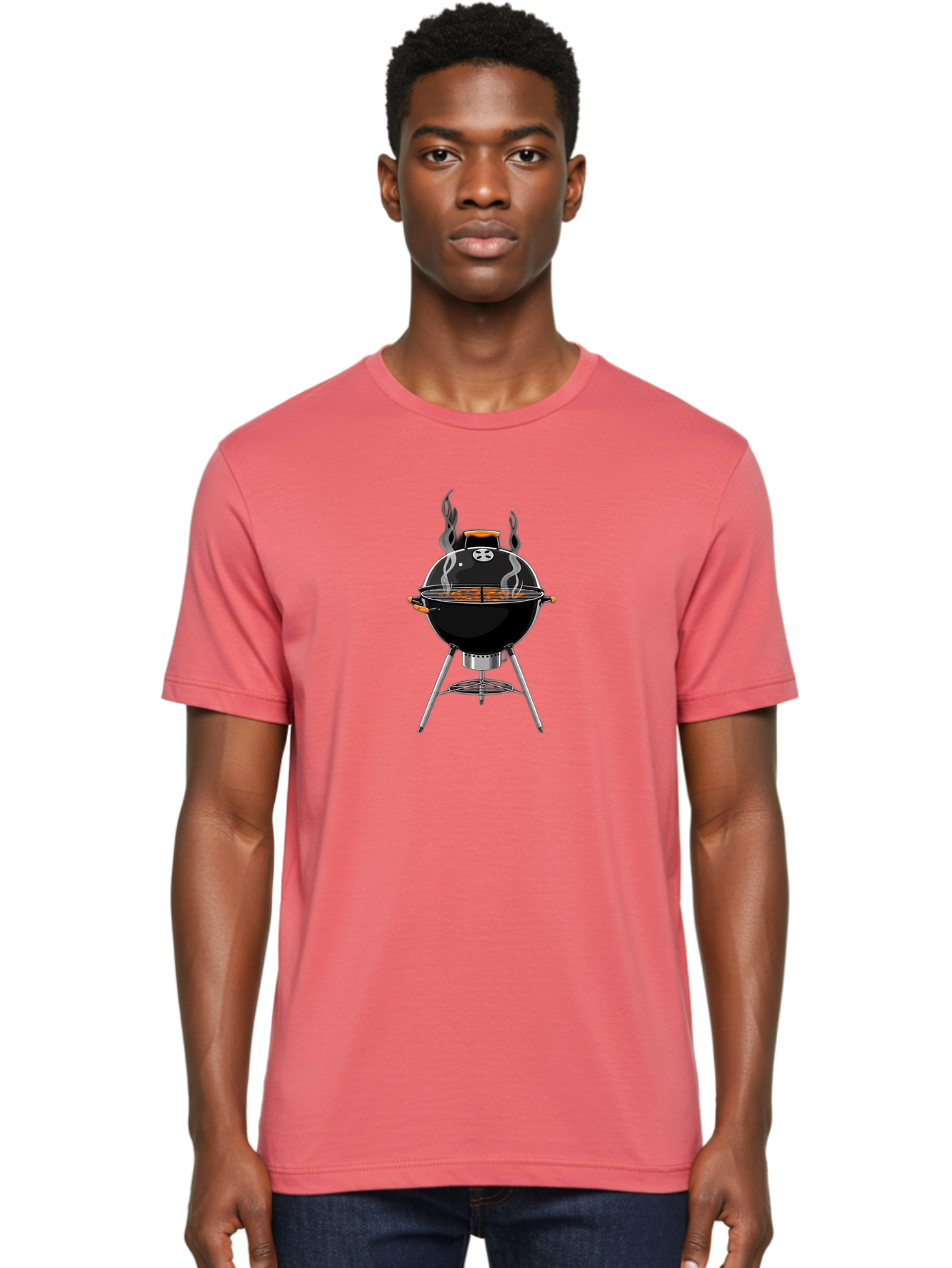 Bbq-Grill-4 Men'S Graphic Tee, 100% Cotton, Comfortable Casual Summer Wear, Machine Washable, Barbecue Grill, Barbecue Cooking, Grilled Meat, Black Grill, Silver Stand, Smoking Grill, Outdoor Cooking, Barbecue Illustration Bab669