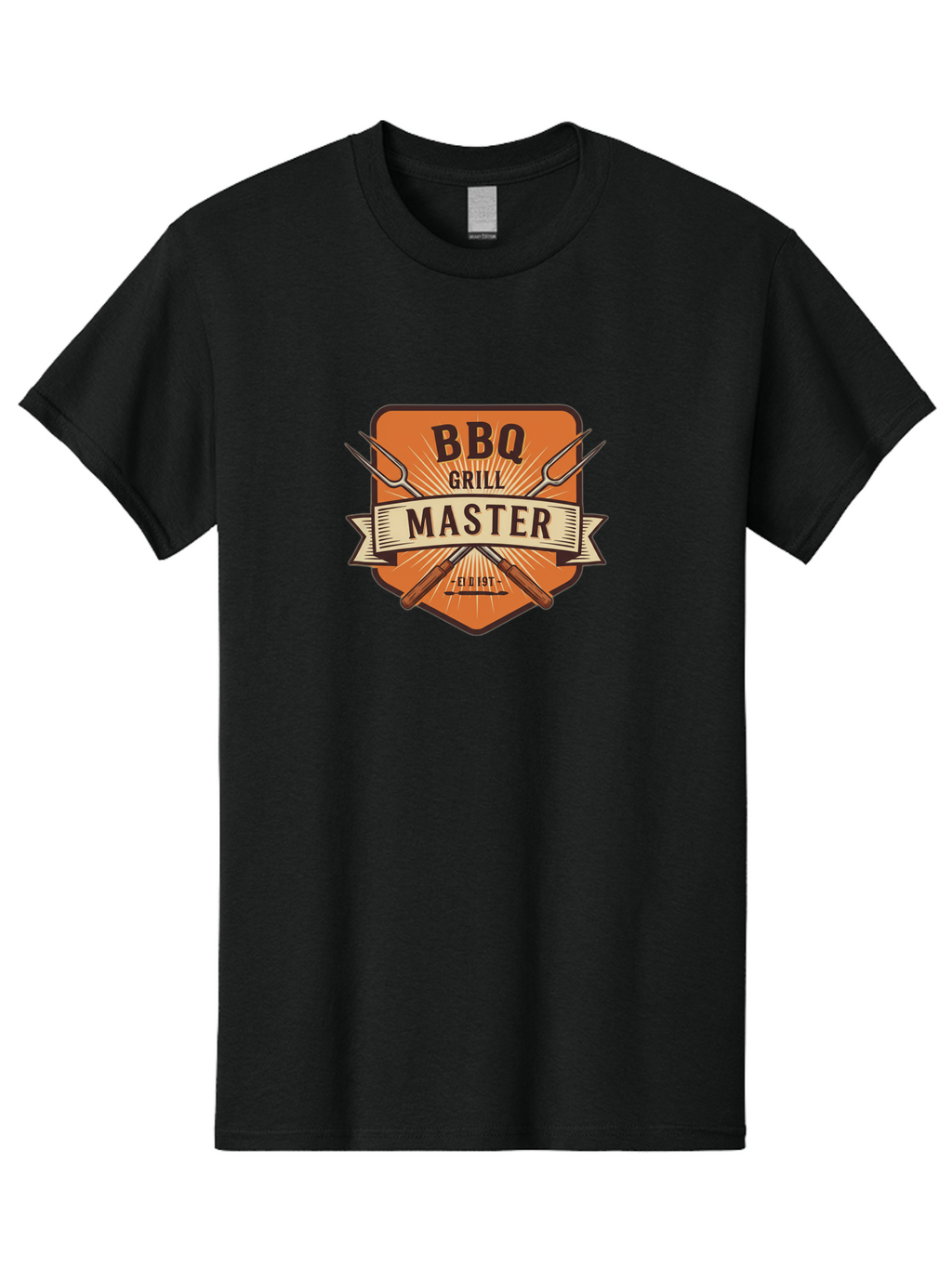Bbq-Grill-Master Men'S Graphic Tee, 100% Cotton, Comfortable Casual Summer Wear, Machine Washable, Barbecue Logo, Grill Master Logo, Vintage Style, Crossed Forks, Est 1971, Retro Design, Barbecue Branding, Grill Logo Bab671