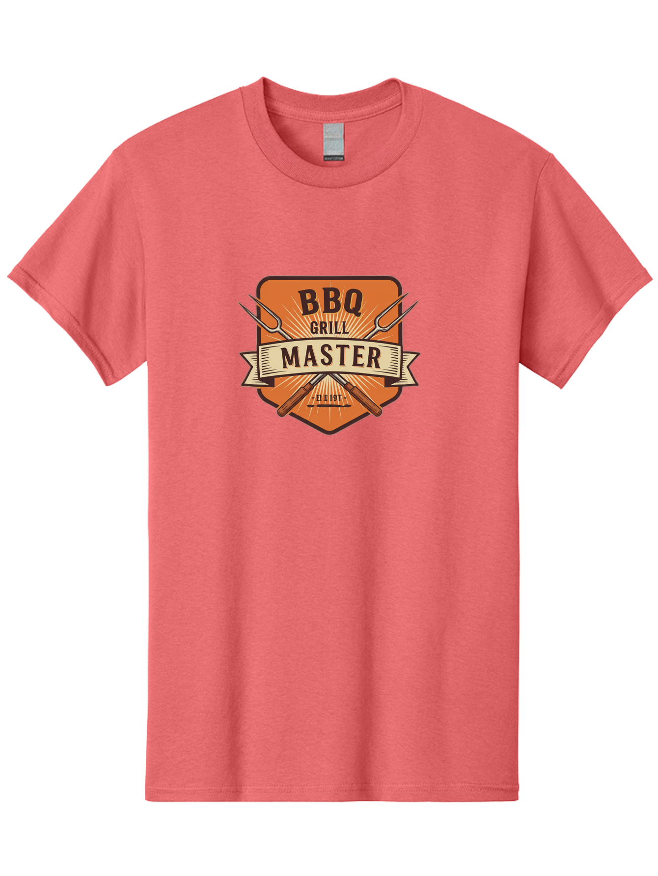 Bbq-Grill-Master Men'S Graphic Tee, 100% Cotton, Comfortable Casual Summer Wear, Machine Washable, Barbecue Logo, Grill Master Logo, Vintage Style, Crossed Forks, Est 1971, Retro Design, Barbecue Branding, Grill Logo Bab671