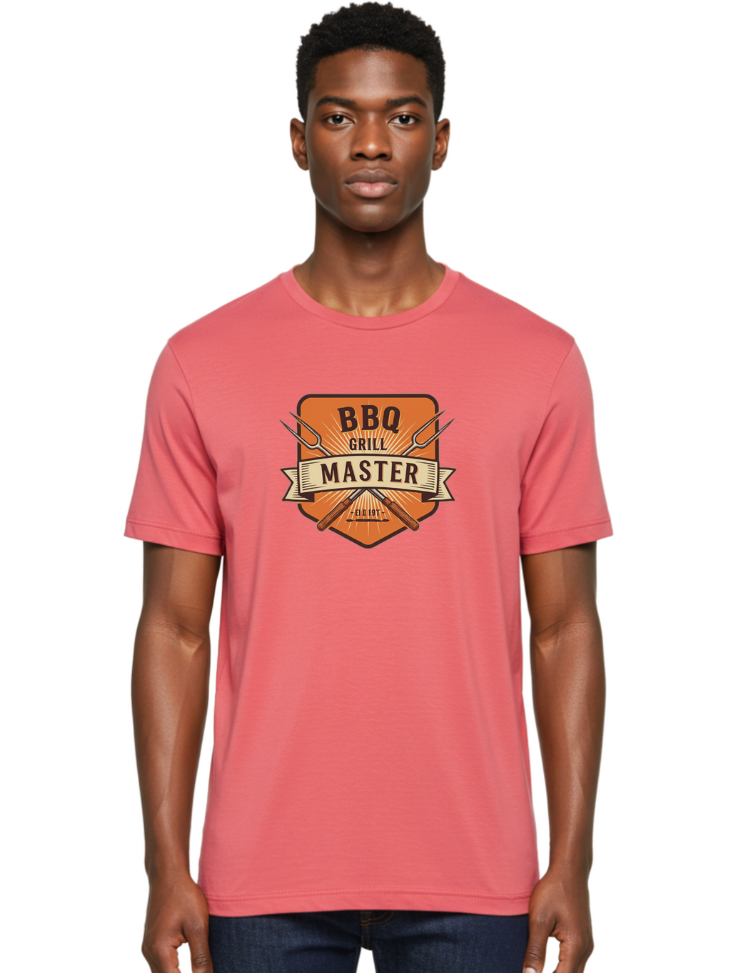 Bbq-Grill-Master Men'S Graphic Tee, 100% Cotton, Comfortable Casual Summer Wear, Machine Washable, Barbecue Logo, Grill Master Logo, Vintage Style, Crossed Forks, Est 1971, Retro Design, Barbecue Branding, Grill Logo Bab671
