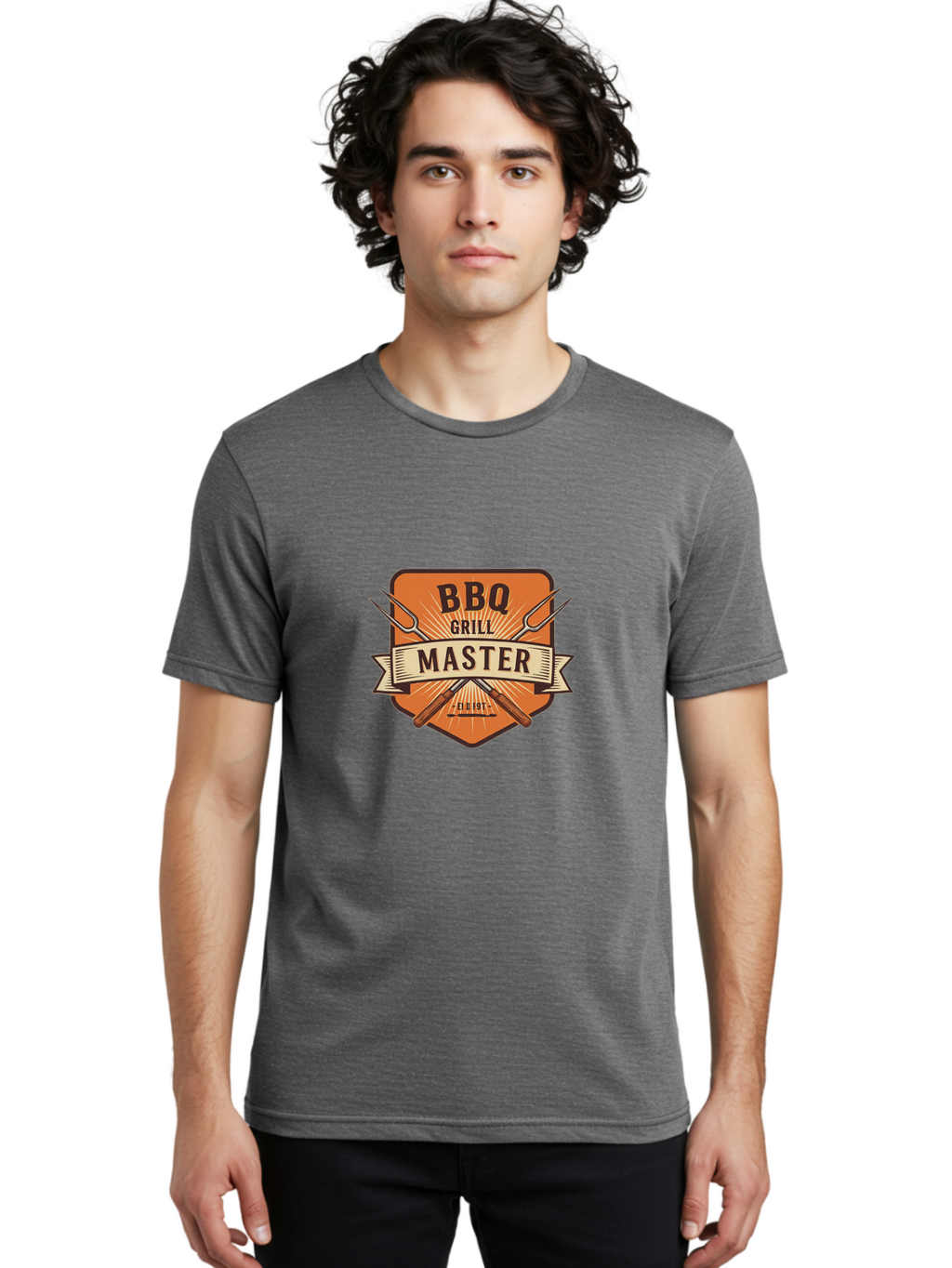 Bbq-Grill-Master Men'S Graphic Tee, 100% Cotton, Comfortable Casual Summer Wear, Machine Washable, Barbecue Logo, Grill Master Logo, Vintage Style, Crossed Forks, Est 1971, Retro Design, Barbecue Branding, Grill Logo Bab671
