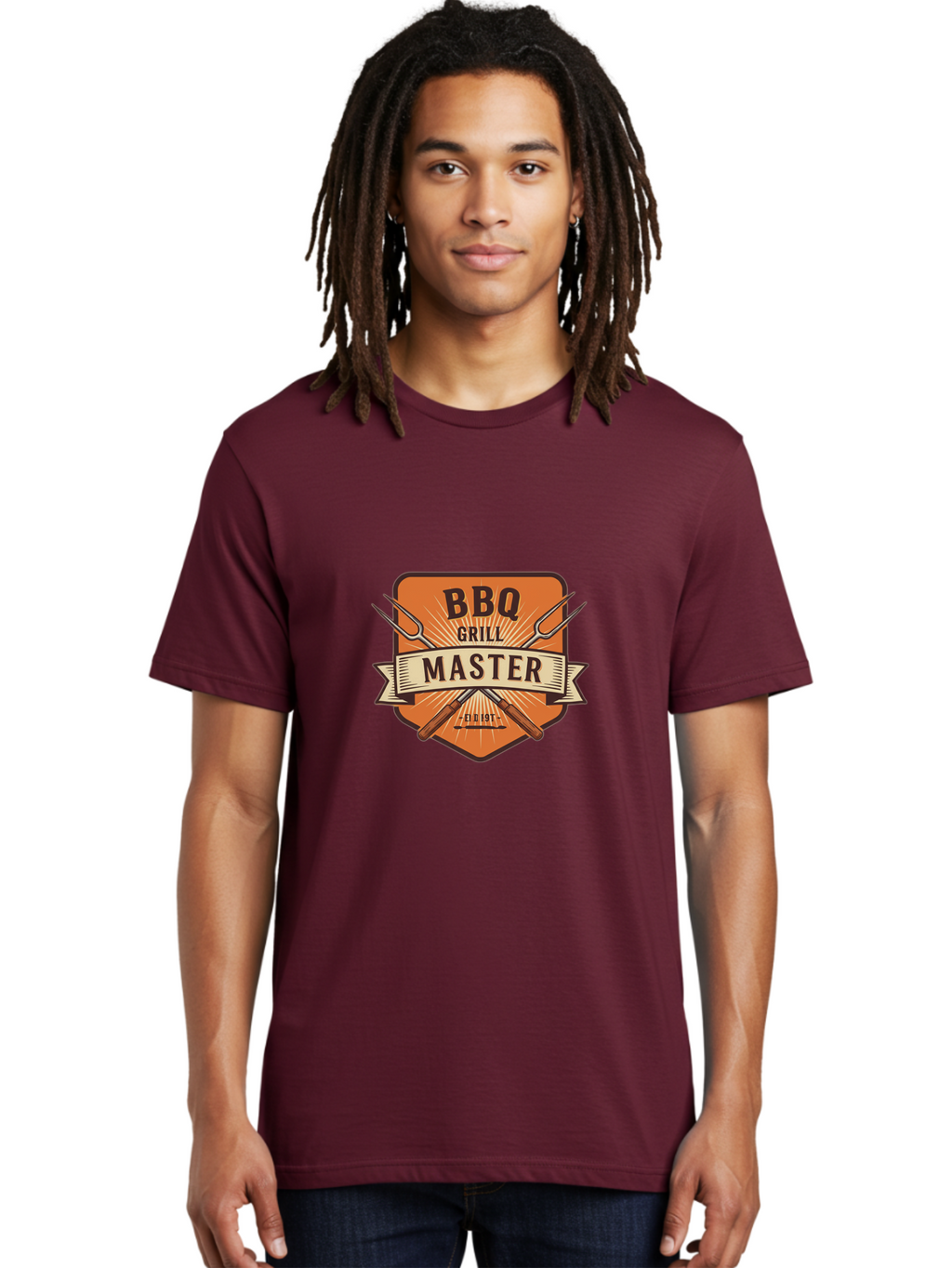 Bbq-Grill-Master Men'S Graphic Tee, 100% Cotton, Comfortable Casual Summer Wear, Machine Washable, Barbecue Logo, Grill Master Logo, Vintage Style, Crossed Forks, Est 1971, Retro Design, Barbecue Branding, Grill Logo Bab671