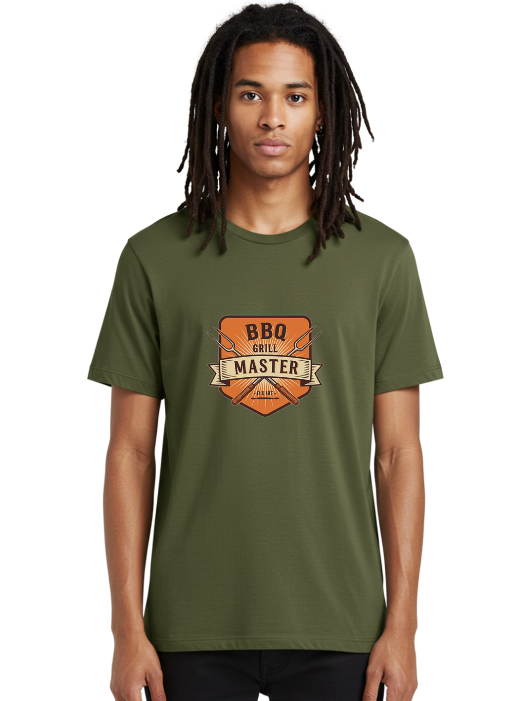 Bbq-Grill-Master Men'S Graphic Tee, 100% Cotton, Comfortable Casual Summer Wear, Machine Washable, Barbecue Logo, Grill Master Logo, Vintage Style, Crossed Forks, Est 1971, Retro Design, Barbecue Branding, Grill Logo Bab671