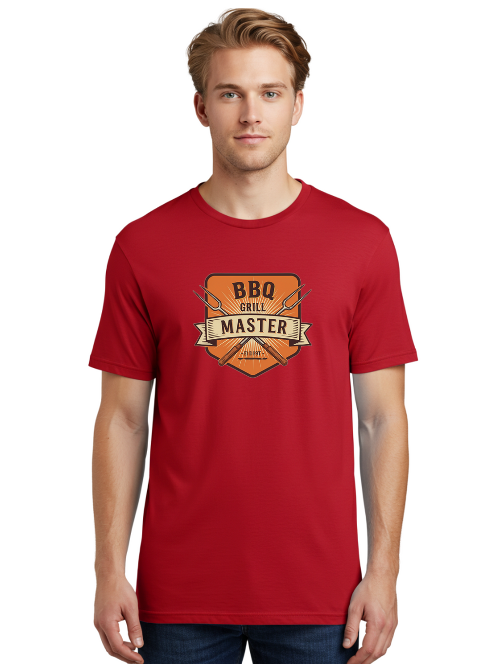 Bbq-Grill-Master Men'S Graphic Tee, 100% Cotton, Comfortable Casual Summer Wear, Machine Washable, Barbecue Logo, Grill Master Logo, Vintage Style, Crossed Forks, Est 1971, Retro Design, Barbecue Branding, Grill Logo Bab671