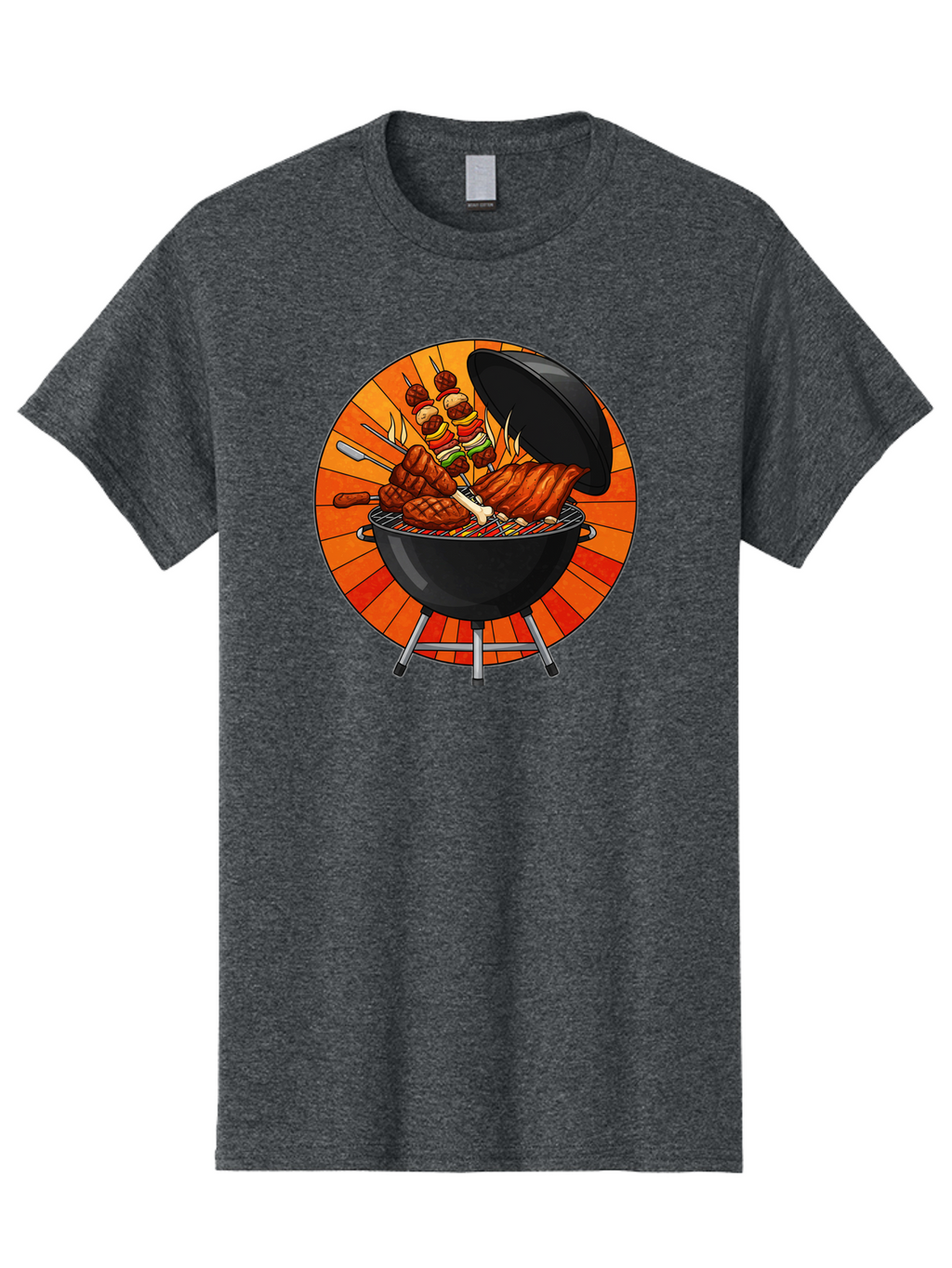 Bbq-Grill Men'S Graphic Tee, 100% Cotton, Comfortable Casual Summer Wear, Machine Washable, Barbecue Grill, Grilled Meat, Skewers, Outdoor Cooking, Summer Food, Barbecue Party, Delicious Food, Grilled Chicken, Barbecue Sauce Bab673