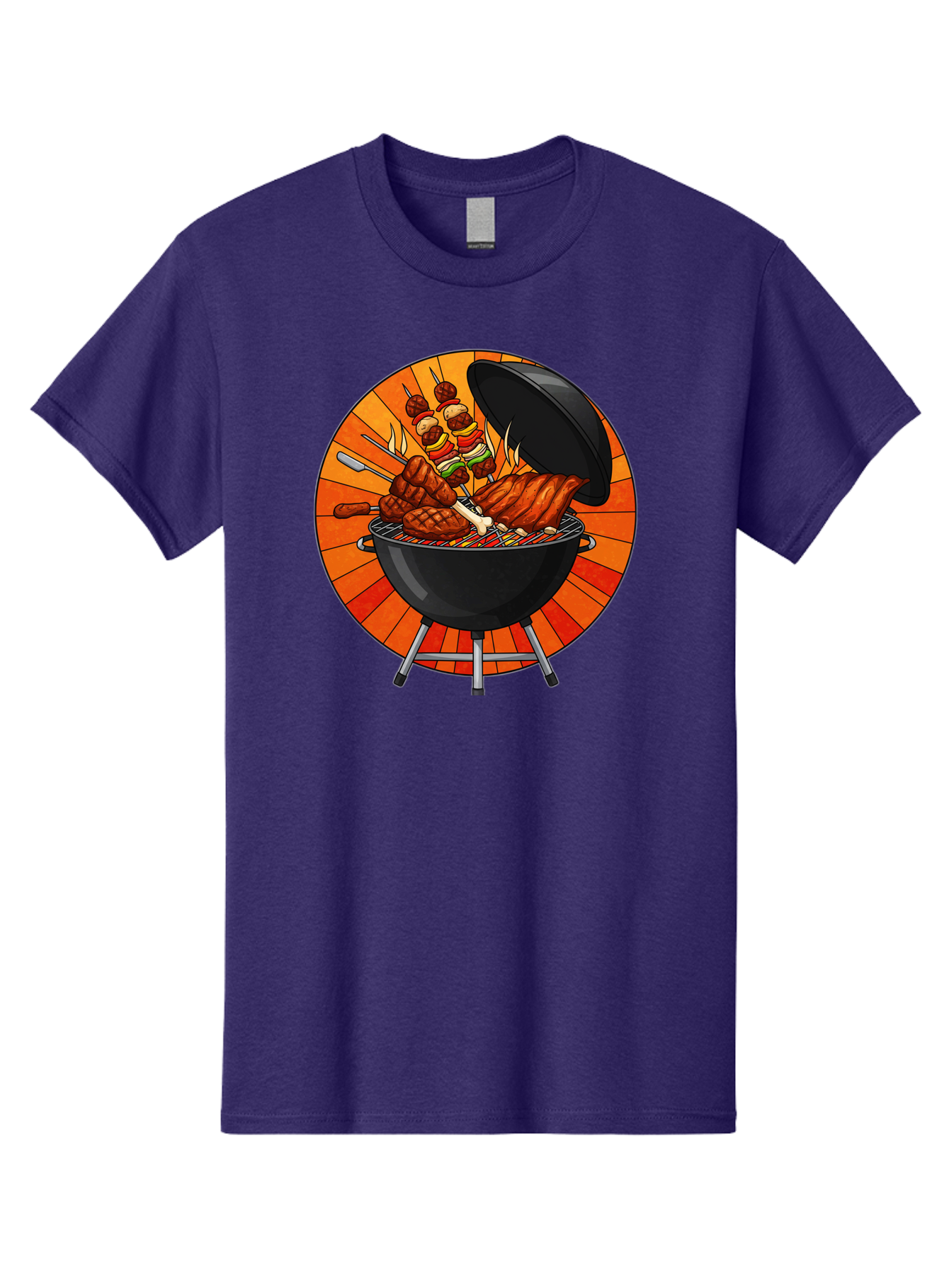 Bbq-Grill Men'S Graphic Tee, 100% Cotton, Comfortable Casual Summer Wear, Machine Washable, Barbecue Grill, Grilled Meat, Skewers, Outdoor Cooking, Summer Food, Barbecue Party, Delicious Food, Grilled Chicken, Barbecue Sauce Bab673