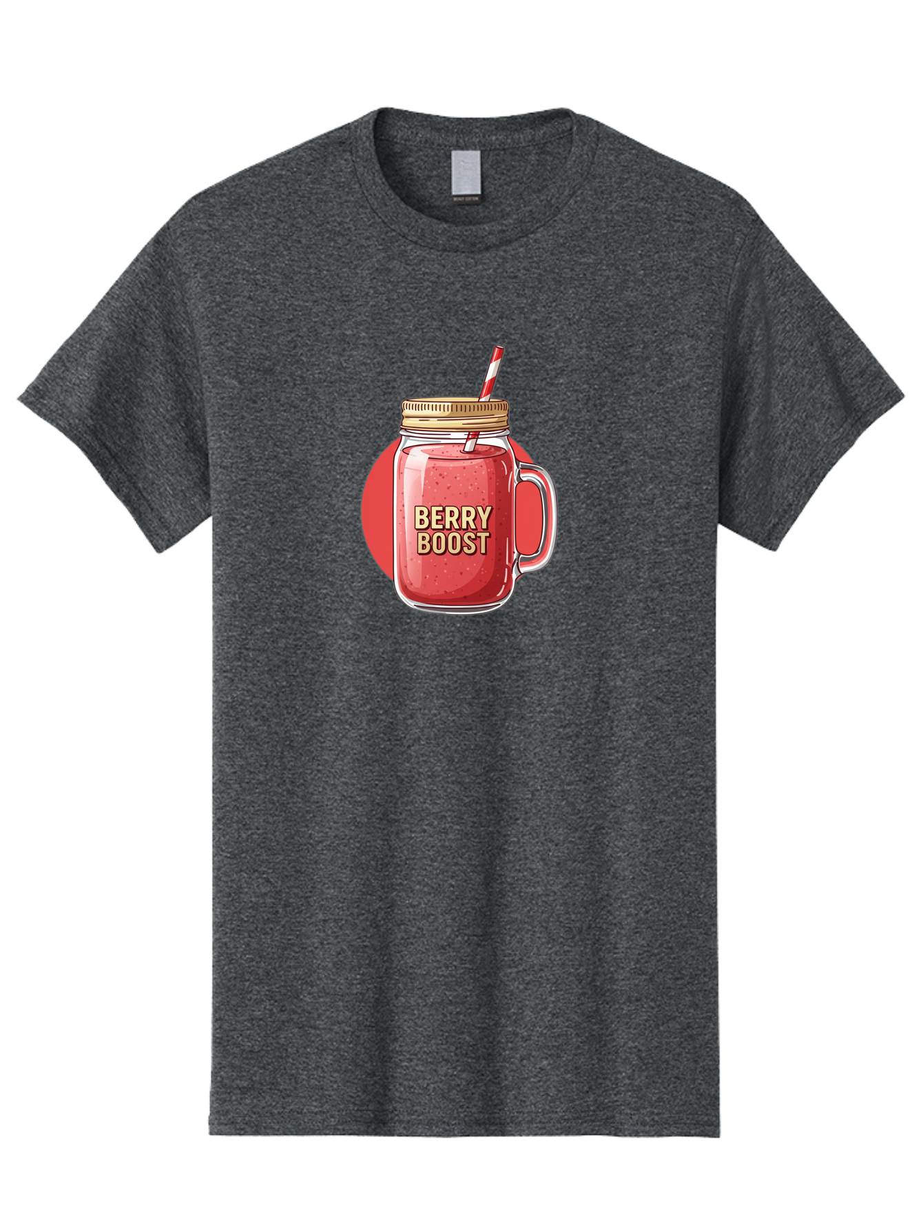 Berry-Boost Men'S Graphic Tee, 100% Cotton, Comfortable Casual Summer Wear, Machine Washable, Berry Smoothie, Blended Drink, Healthy Beverage, Mason Jar, Straw, Refreshing, Fruit Boost, Wellness, Nutrition, Healthy Lifestyle Bab675